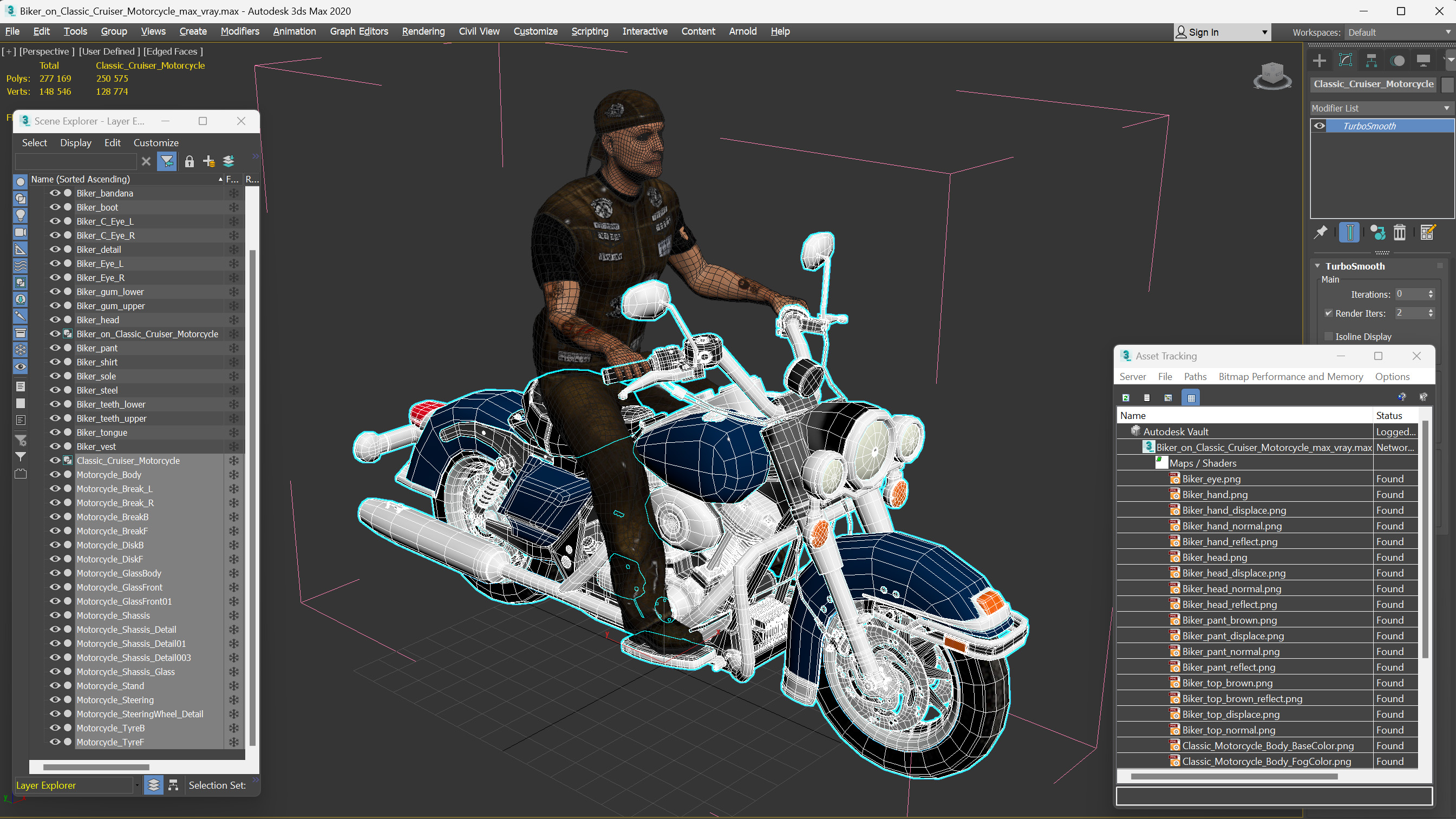 3D model Biker on Classic Cruiser Motorcycle