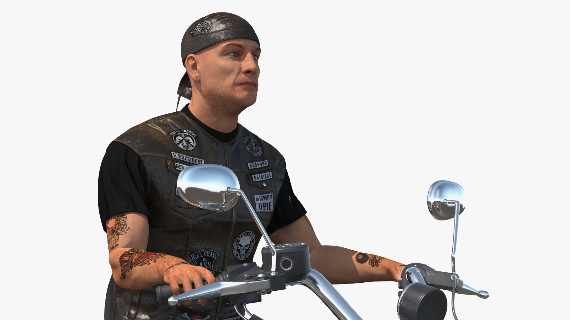 3D model Biker on Classic Cruiser Motorcycle