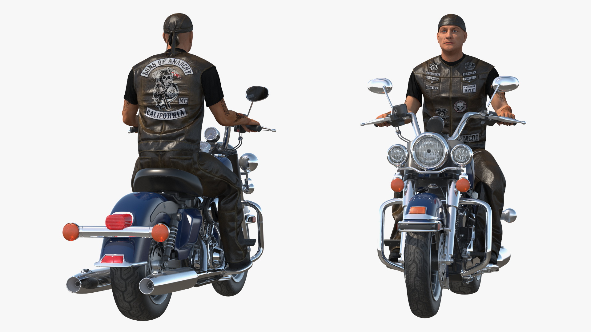 3D model Biker on Classic Cruiser Motorcycle