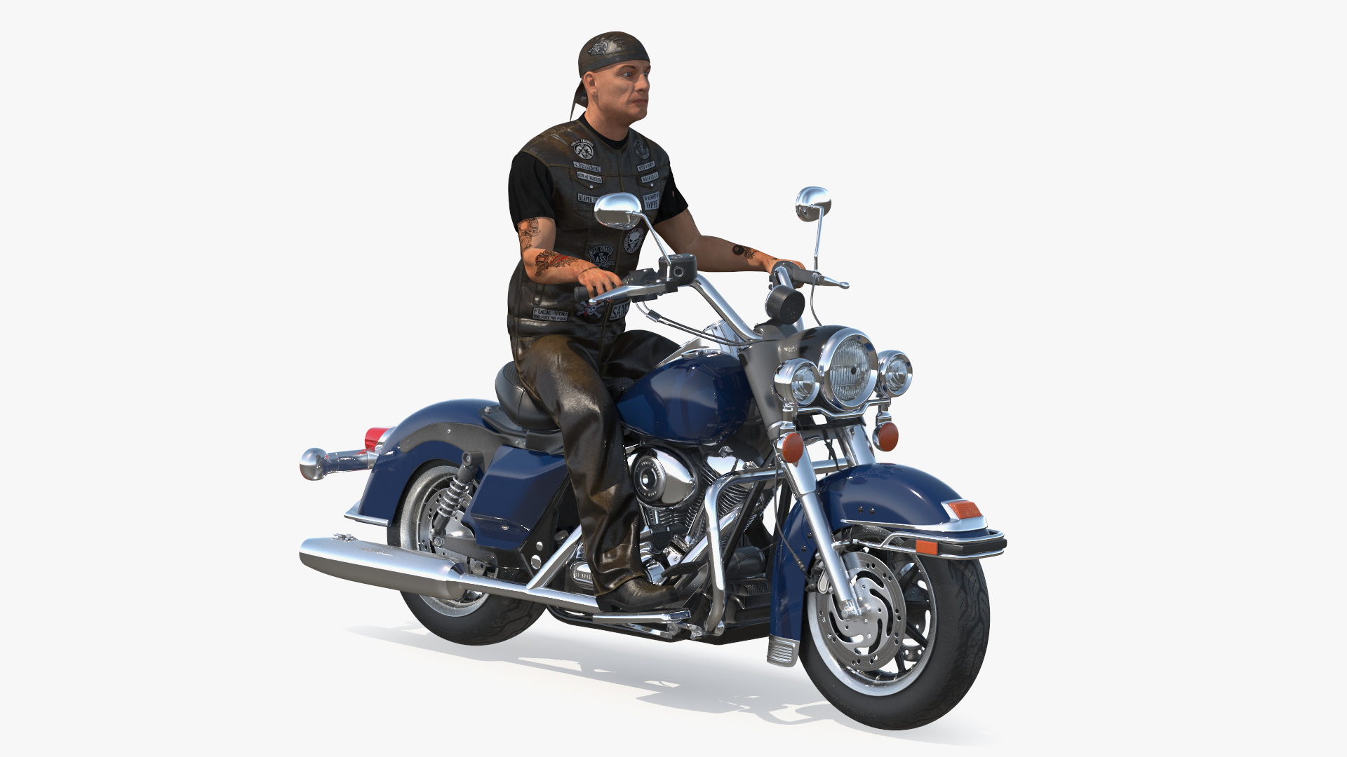 3D model Biker on Classic Cruiser Motorcycle