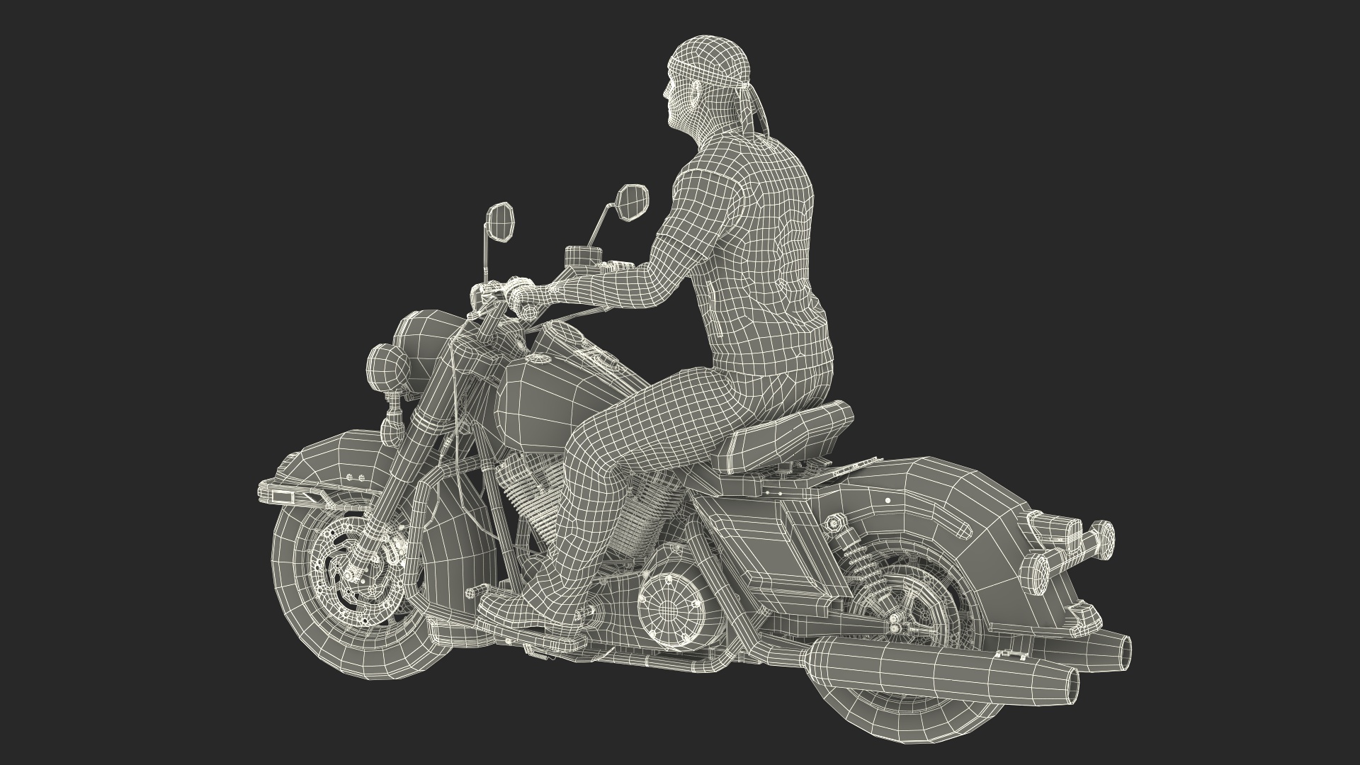 3D model Biker on Classic Cruiser Motorcycle