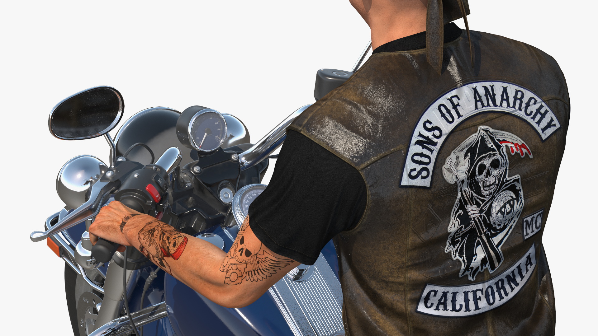 3D model Biker on Classic Cruiser Motorcycle