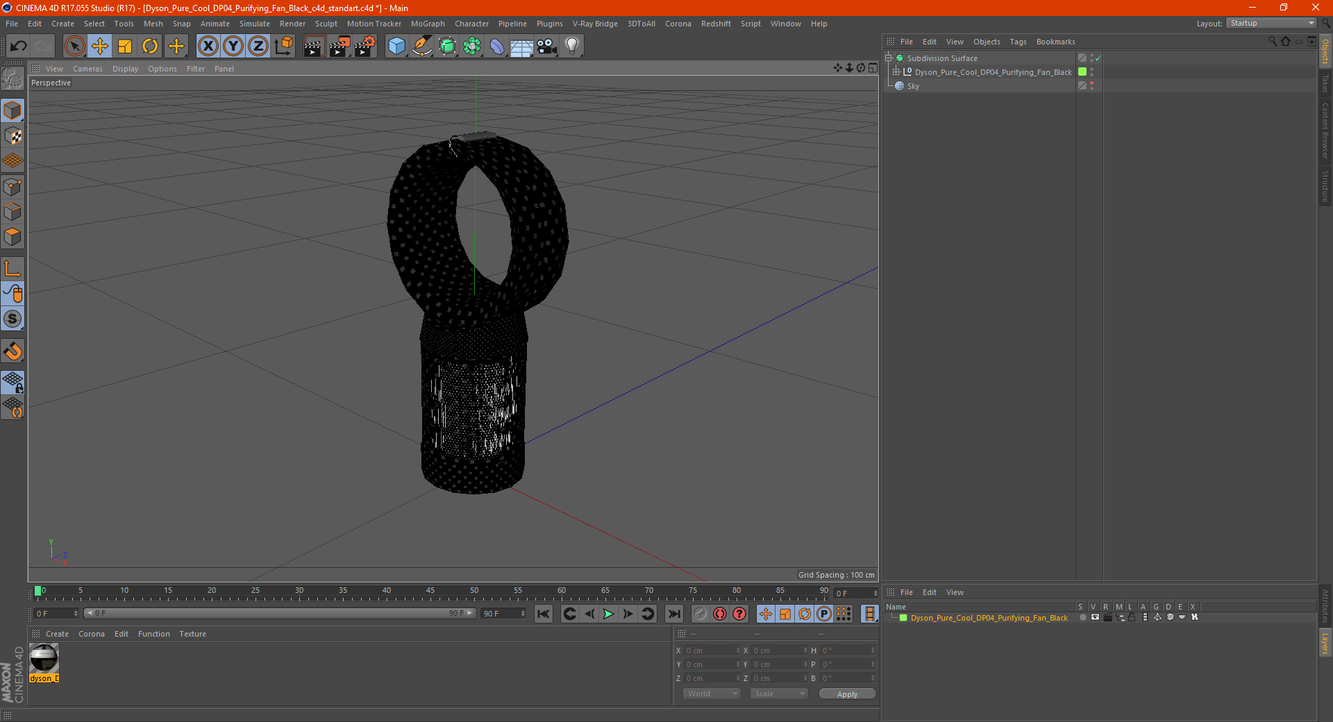 3D model Dyson Pure Cool DP04 Purifying Fan Black