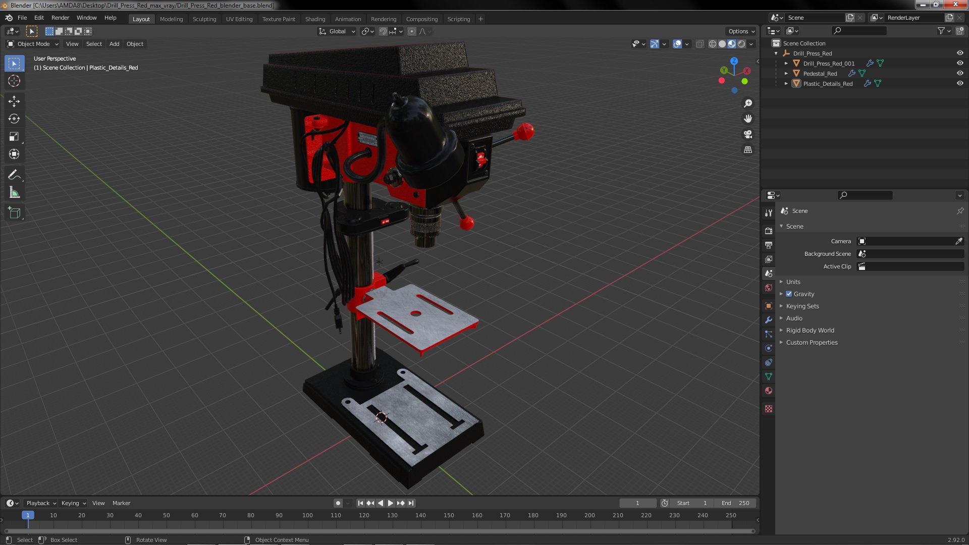 3D model Drill Press Red