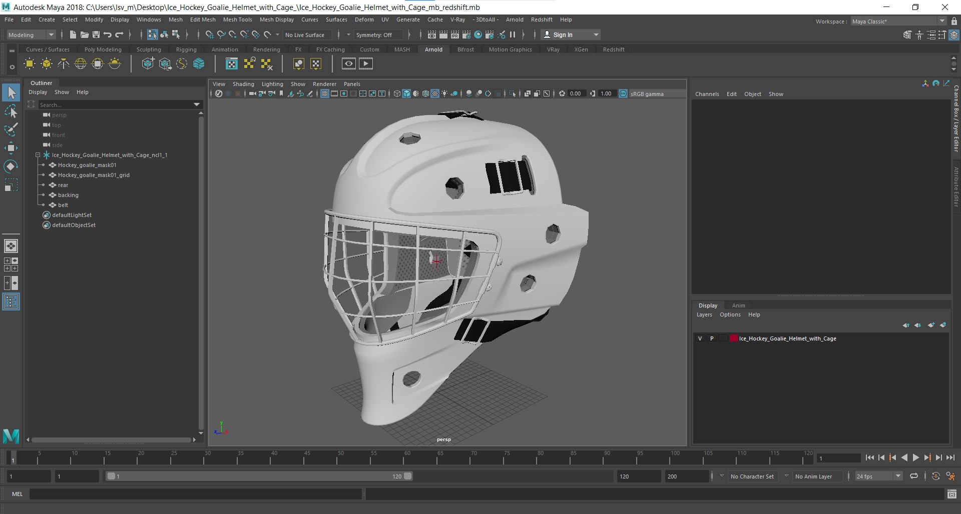 Ice Hockey Goalie Helmet with Cage 3D model