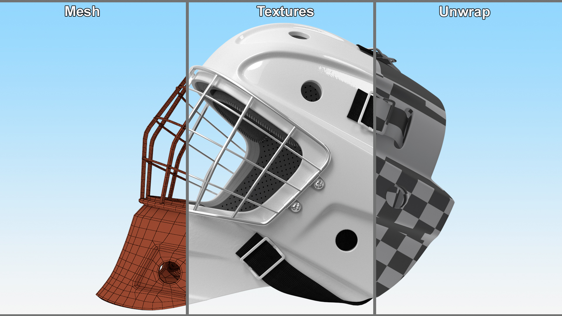 Ice Hockey Goalie Helmet with Cage 3D model