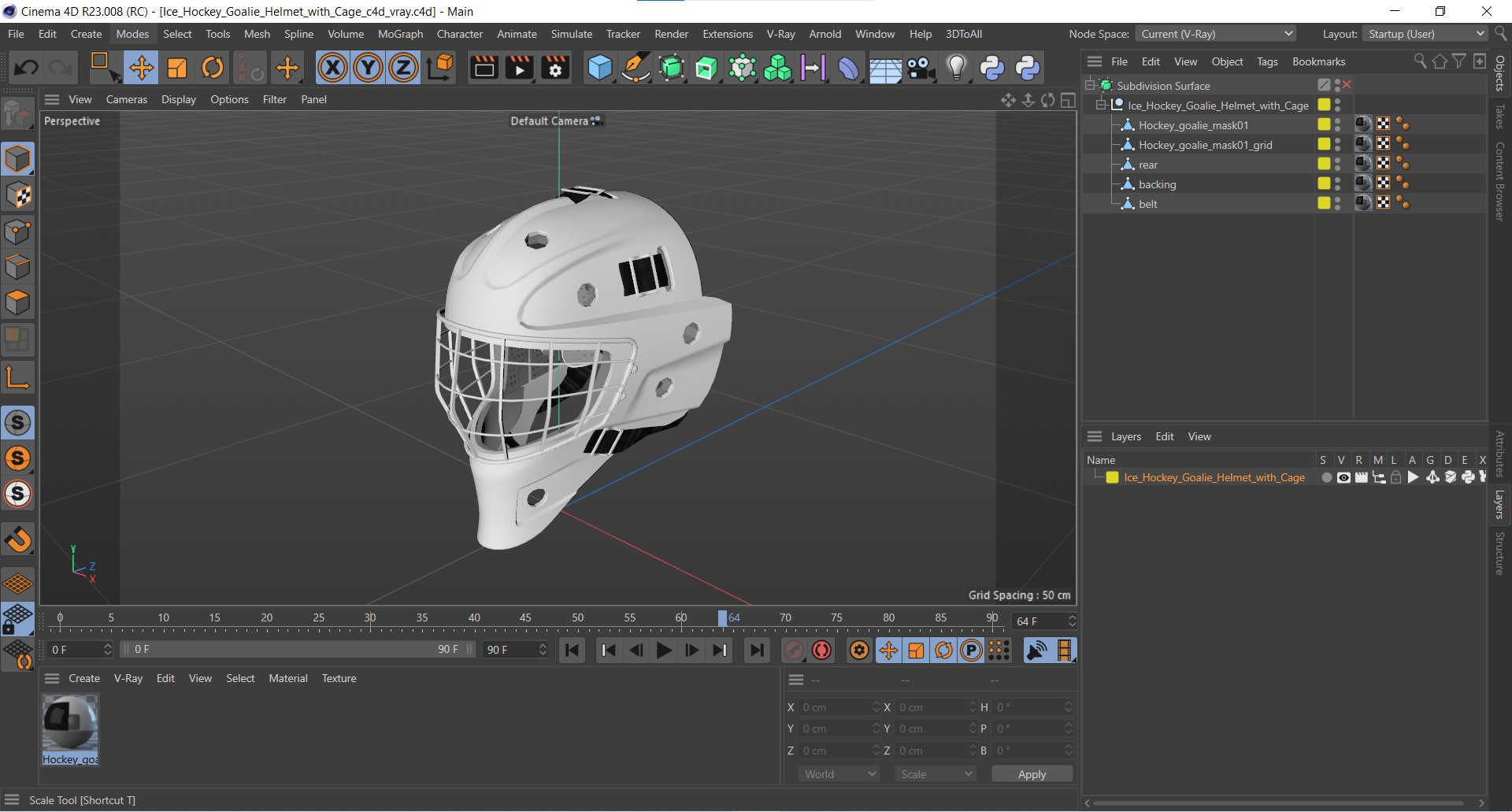 Ice Hockey Goalie Helmet with Cage 3D model