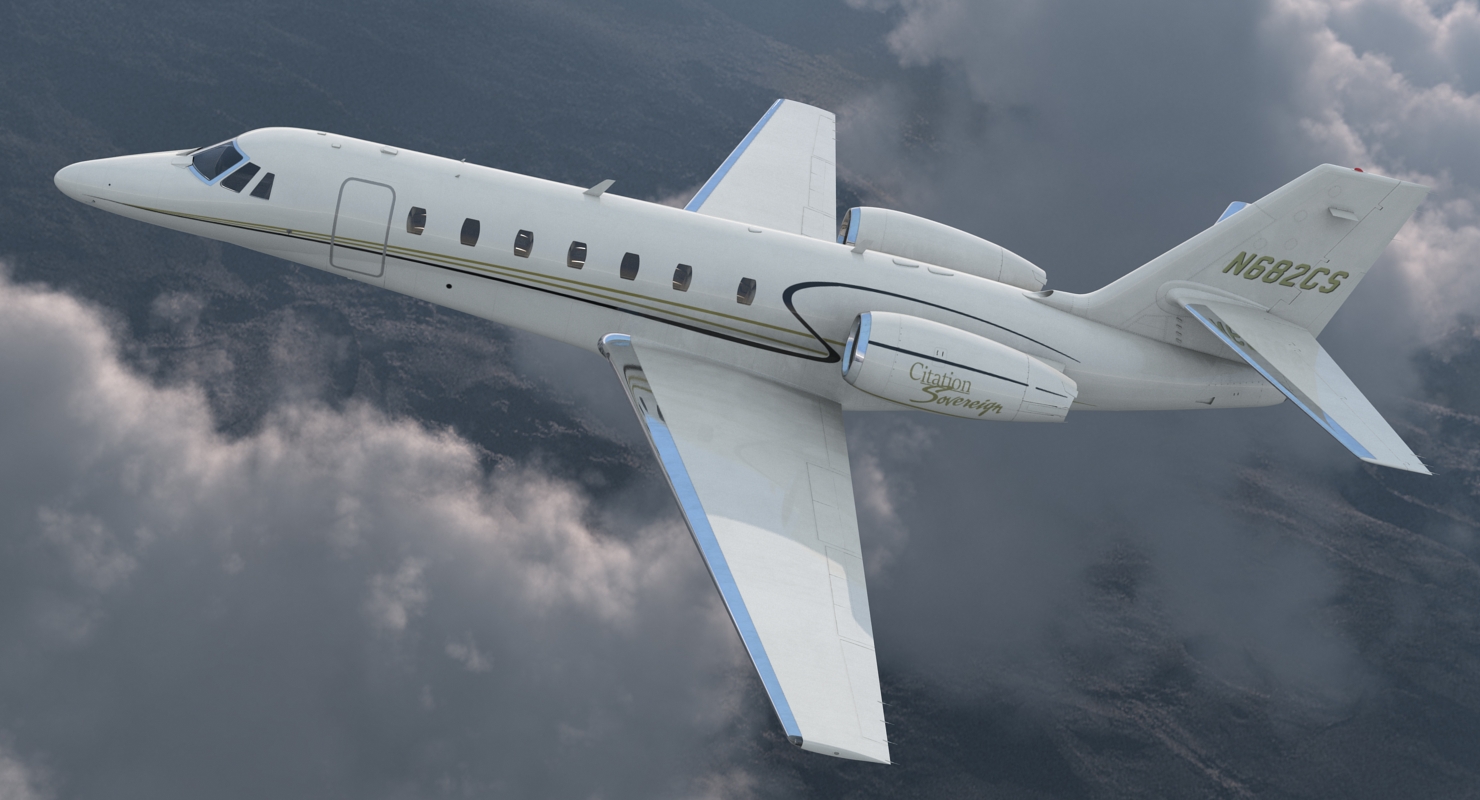 3D Business Jet Cessna Model 680 Sovereign Rigged