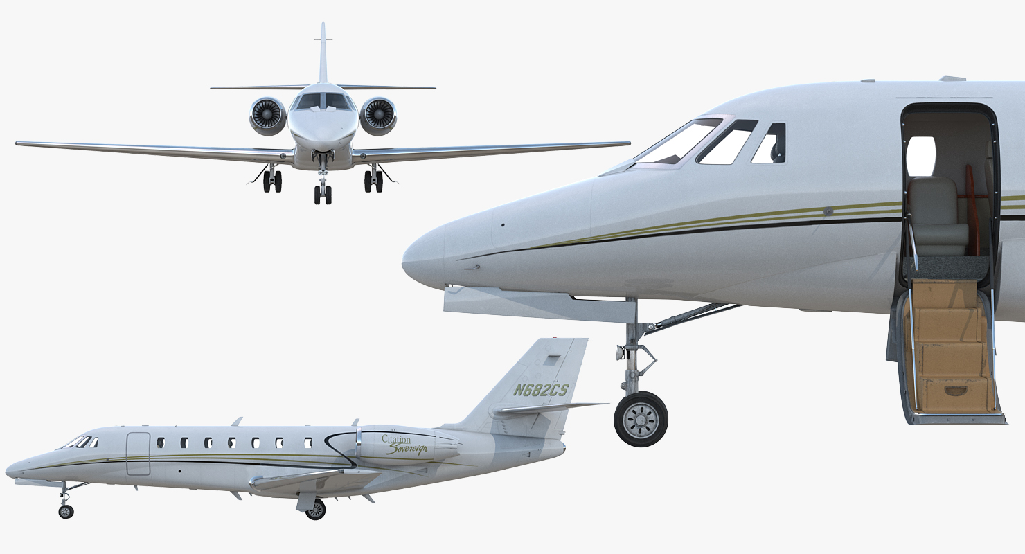 3D Business Jet Cessna Model 680 Sovereign Rigged