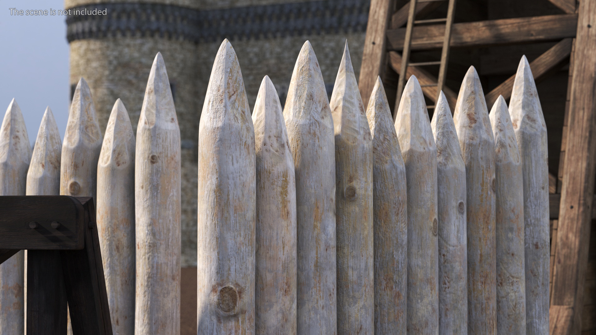 3D model Old Wooden Stockade Fence