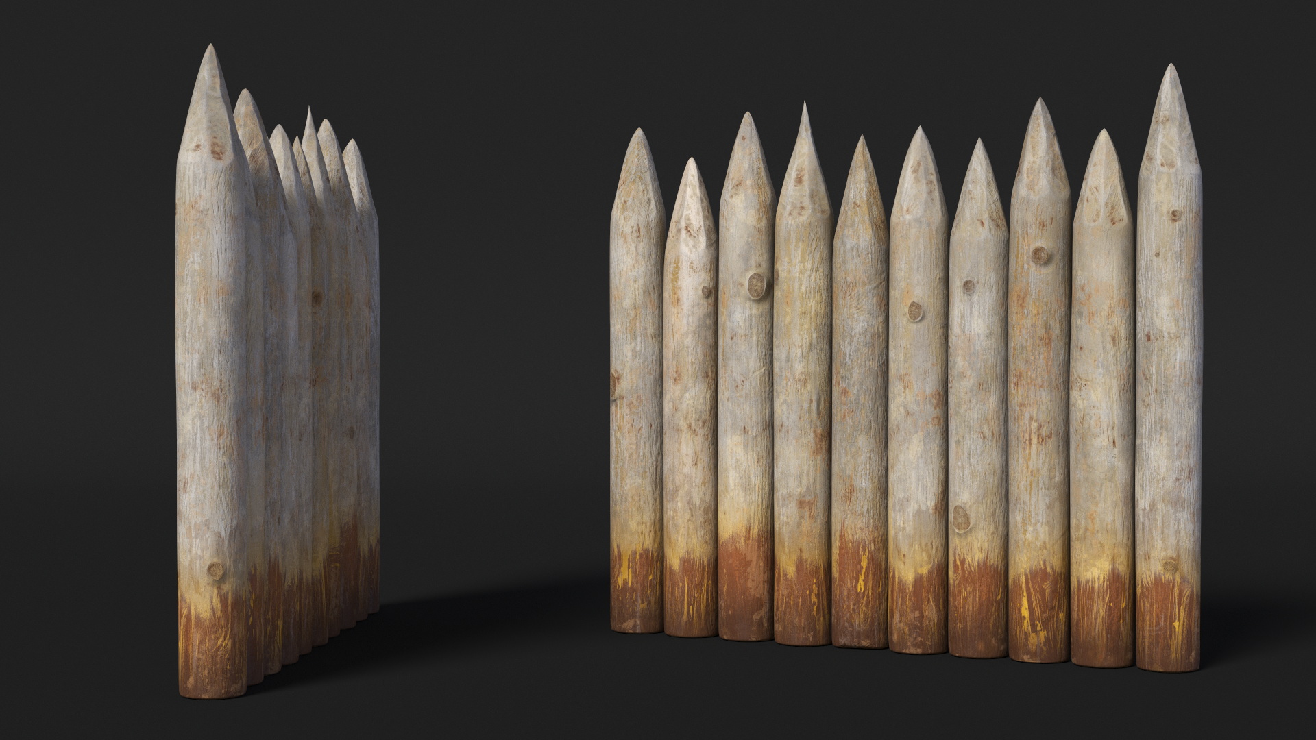 3D model Old Wooden Stockade Fence