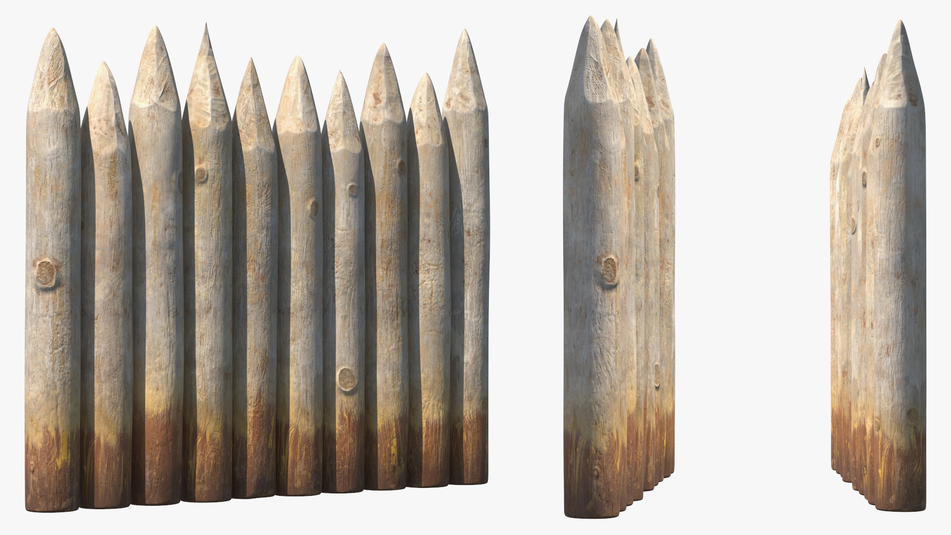 3D model Old Wooden Stockade Fence