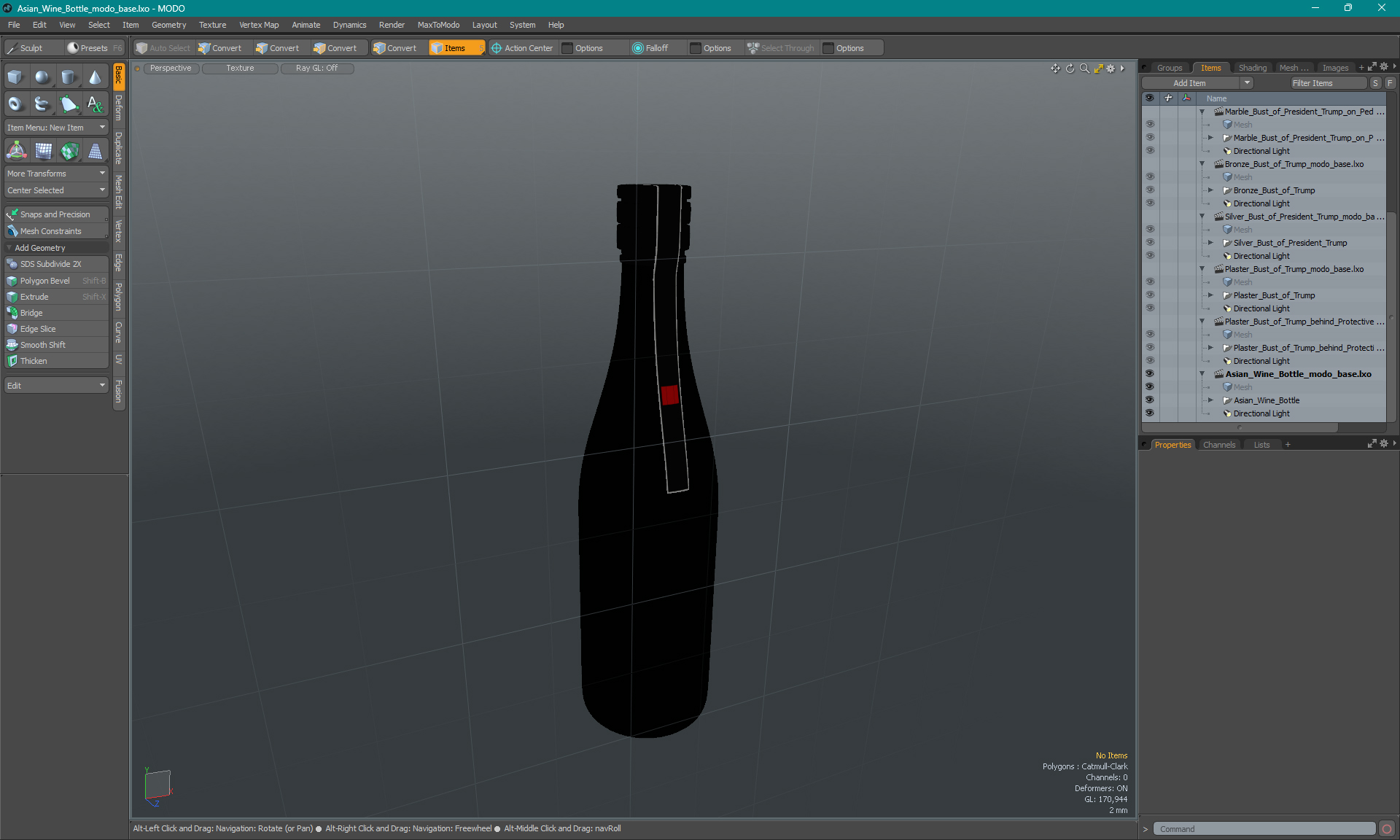 Asian Wine Bottle 3D