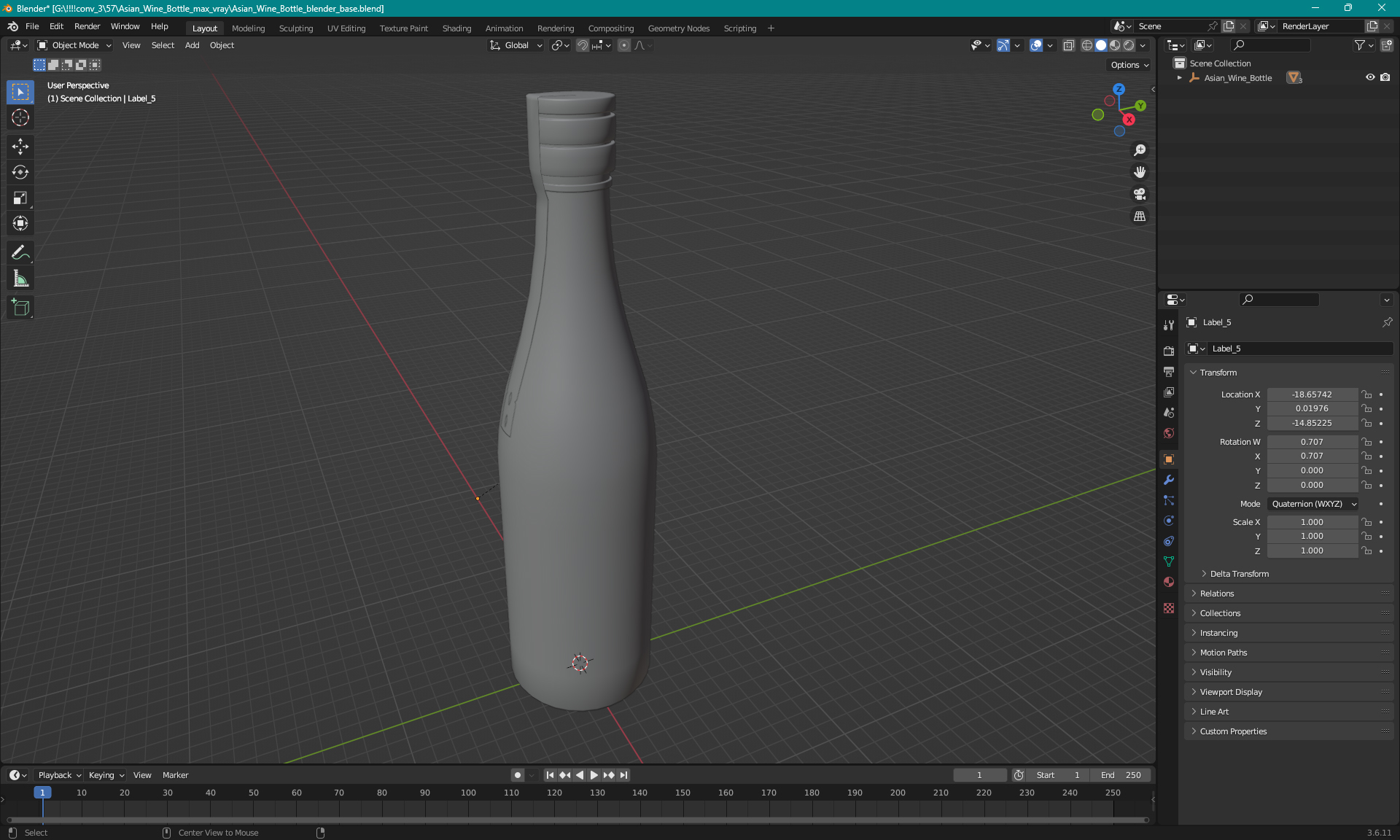 Asian Wine Bottle 3D