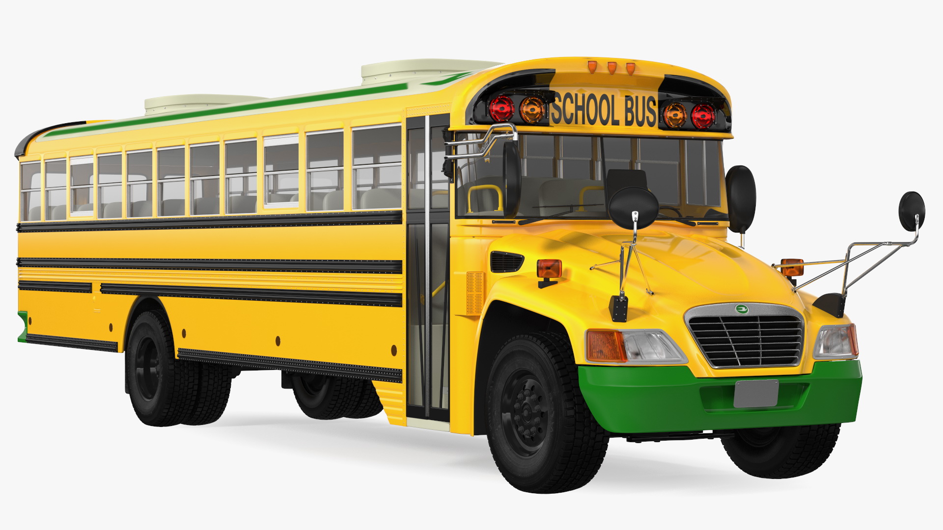 3D Electric Blue Bird Vision School Bus Rigged model