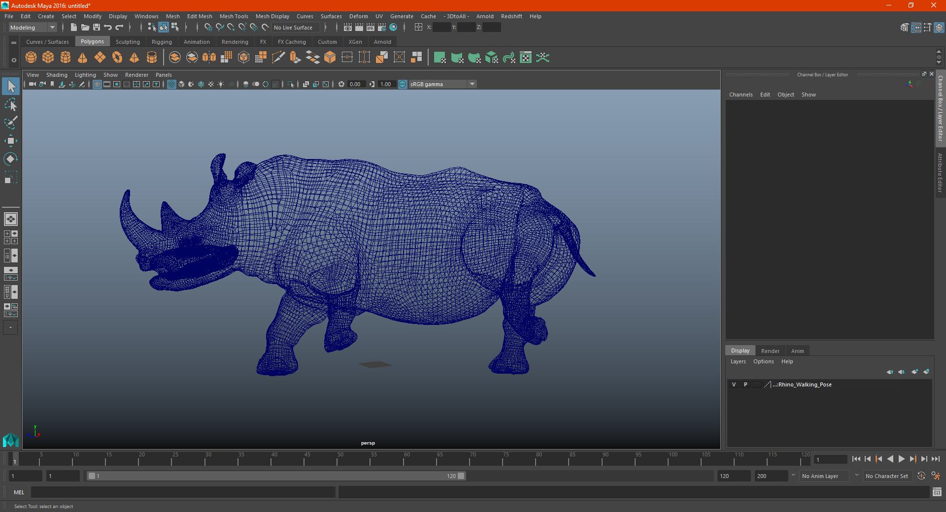 3D Rhino Walking Pose model