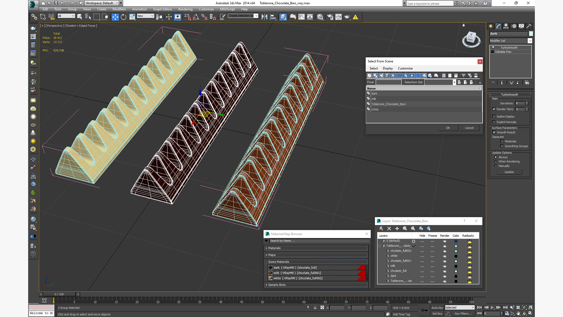 Toblerone Chocolate Bars 3D model