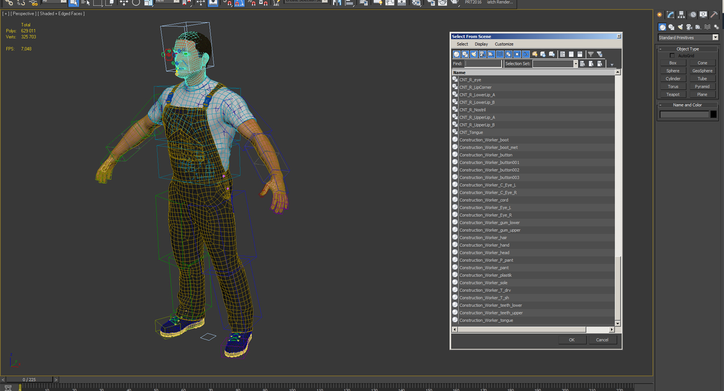 3D Worker Wearing Black Overalls Suit Rigged