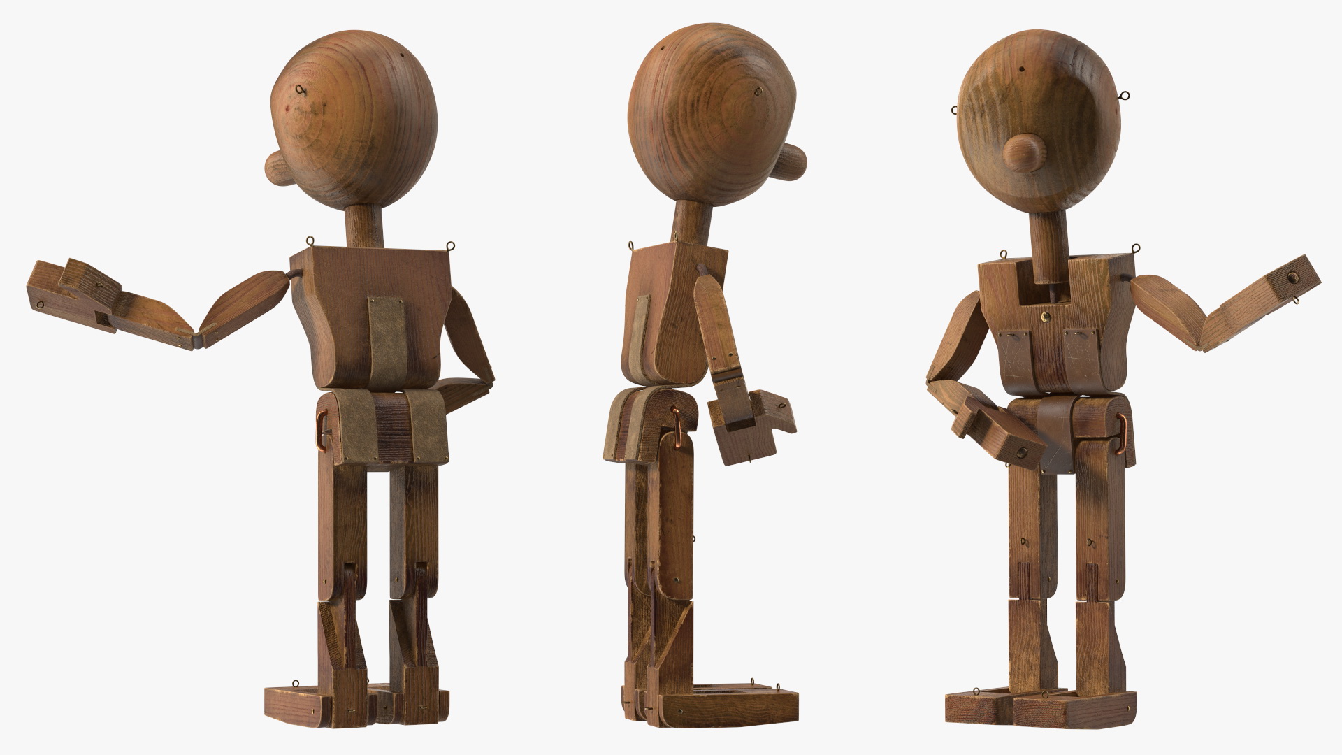 3D Dirty Wood Character Shows