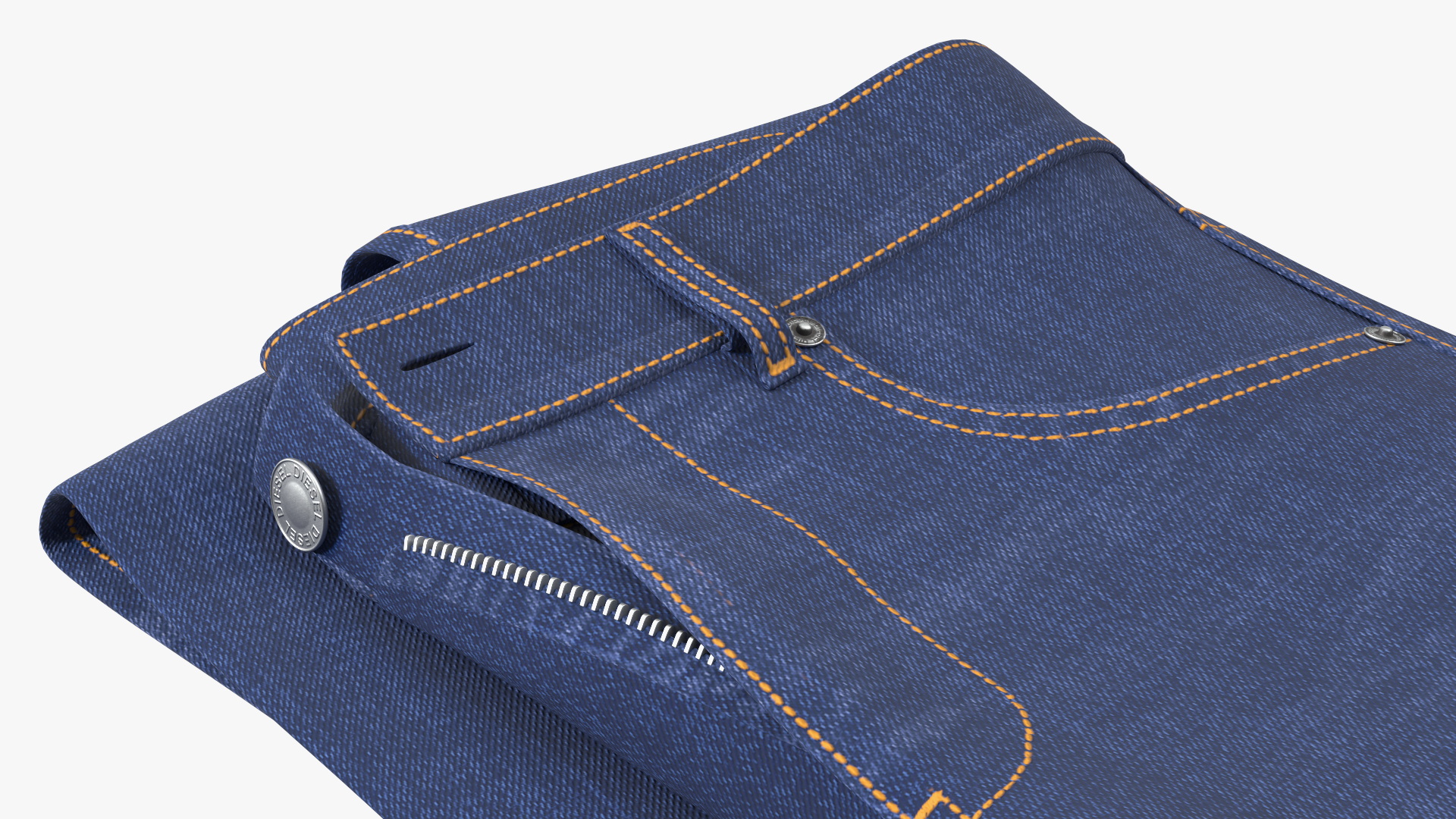 Rolled Diesel Denim Dark Blue 3D model