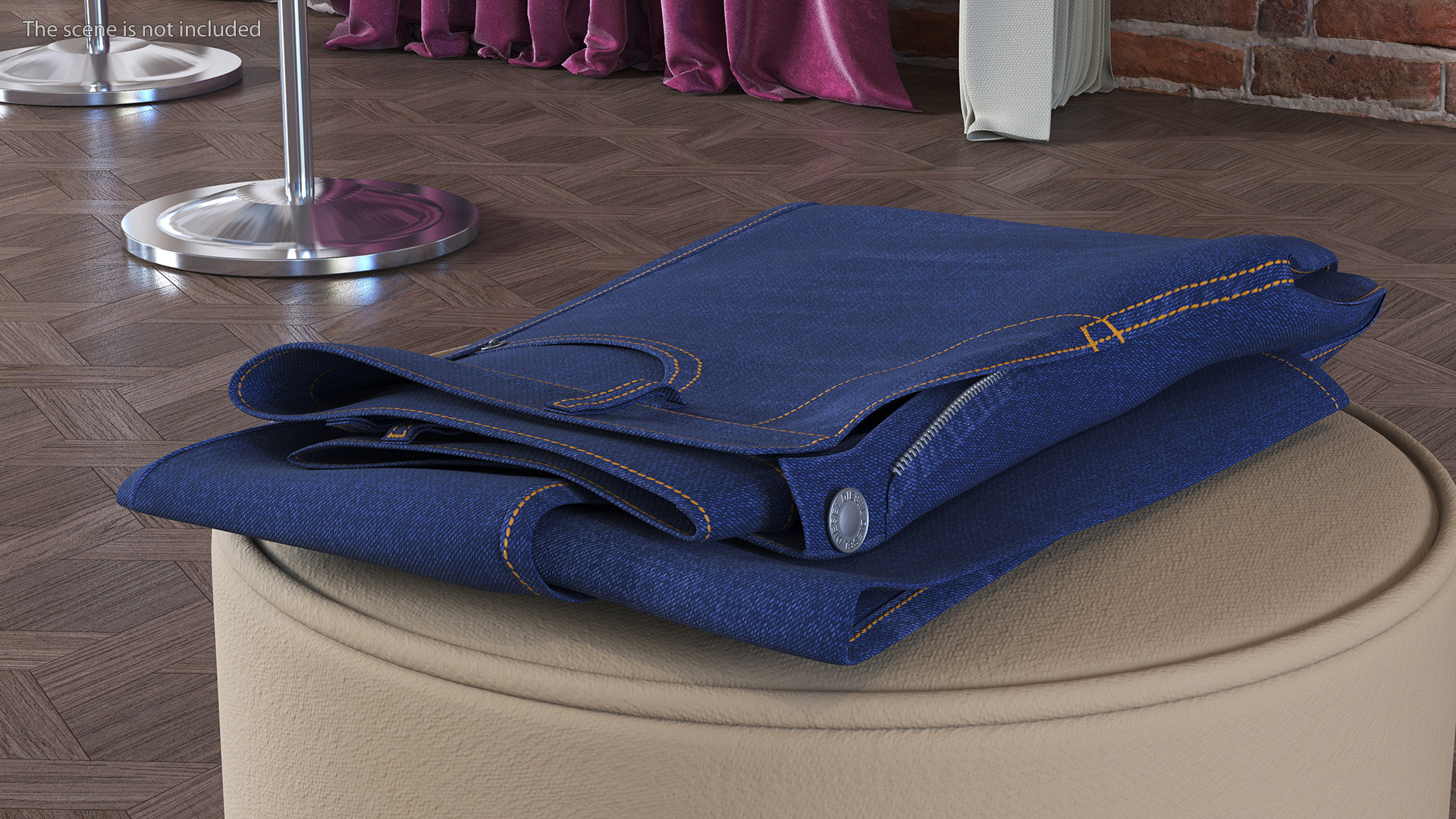 Rolled Diesel Denim Dark Blue 3D model