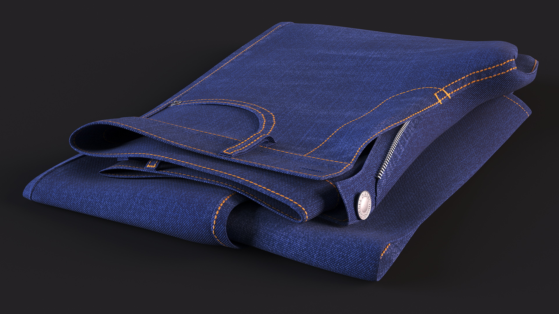 Rolled Diesel Denim Dark Blue 3D model