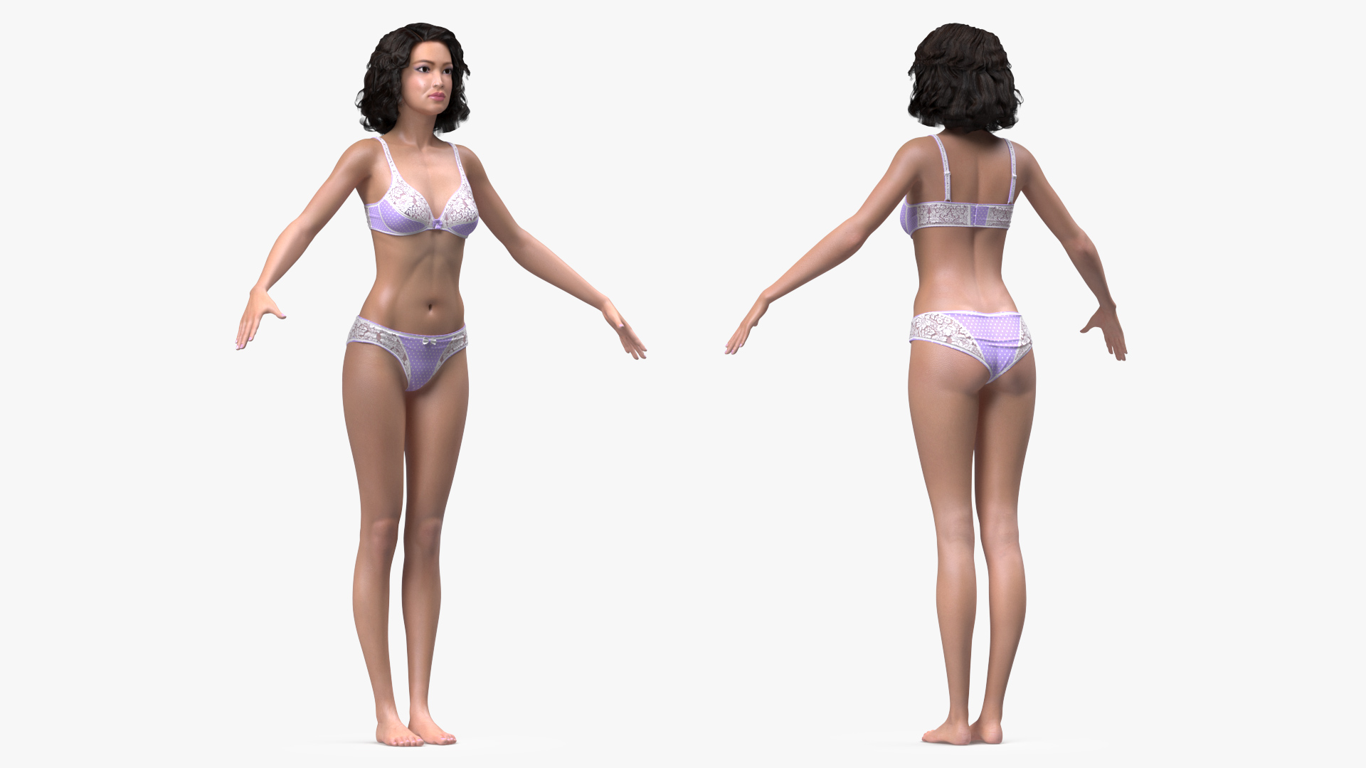 3D model Asian Woman in Lingerie Rigged