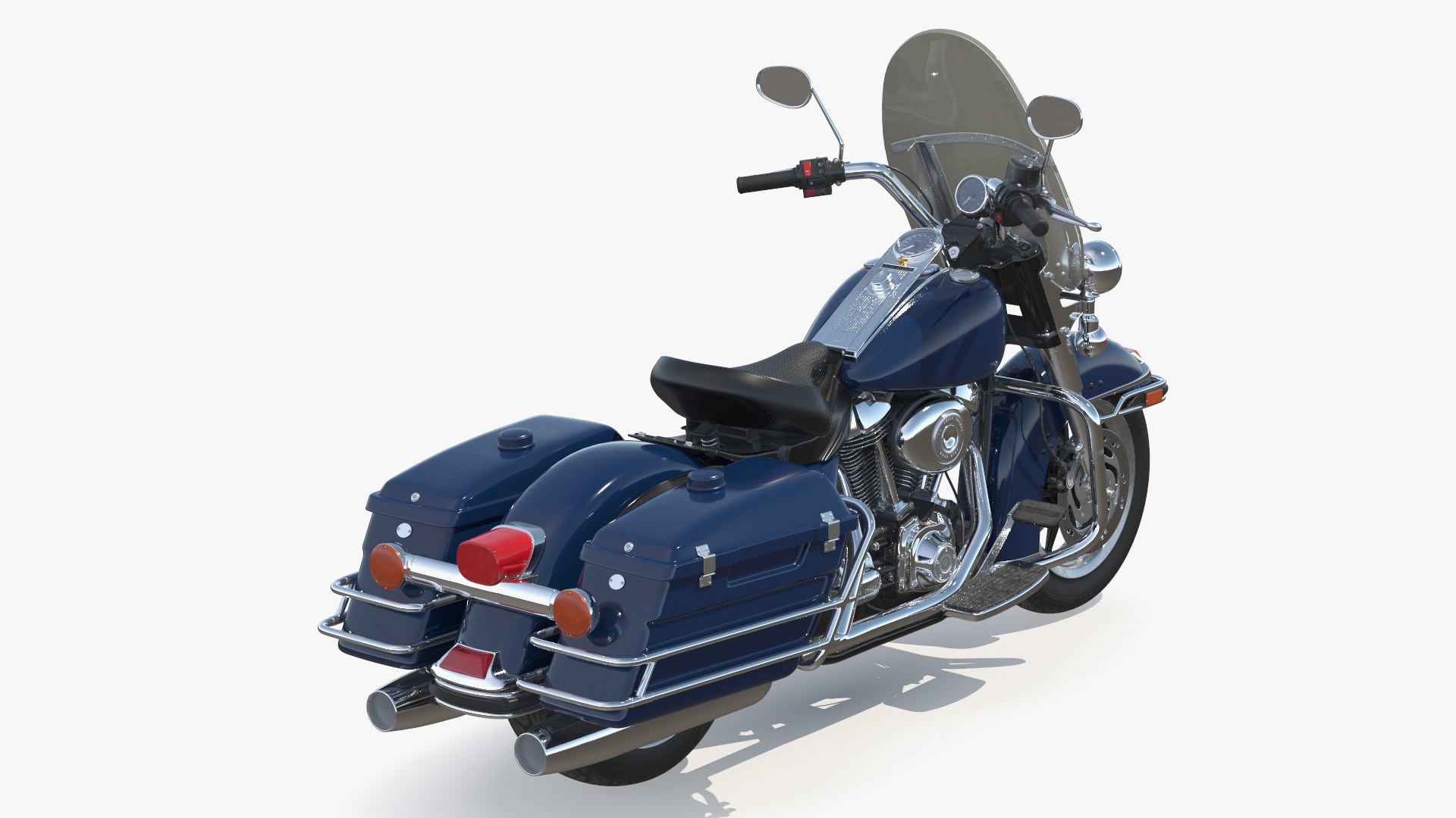 3D Classic Road Motorcycle Blue model