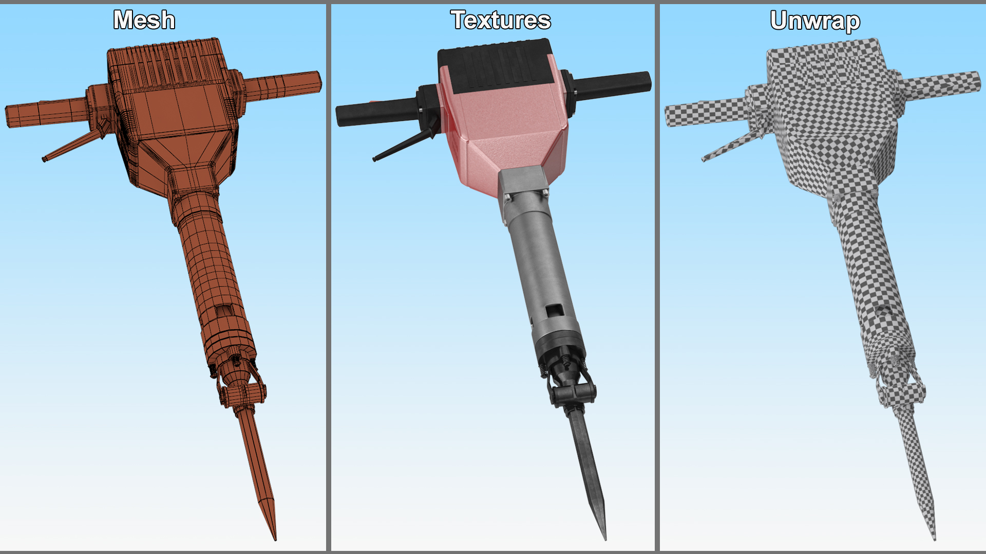 3D Demolition Electric Jack Hammer Concrete Breaker model