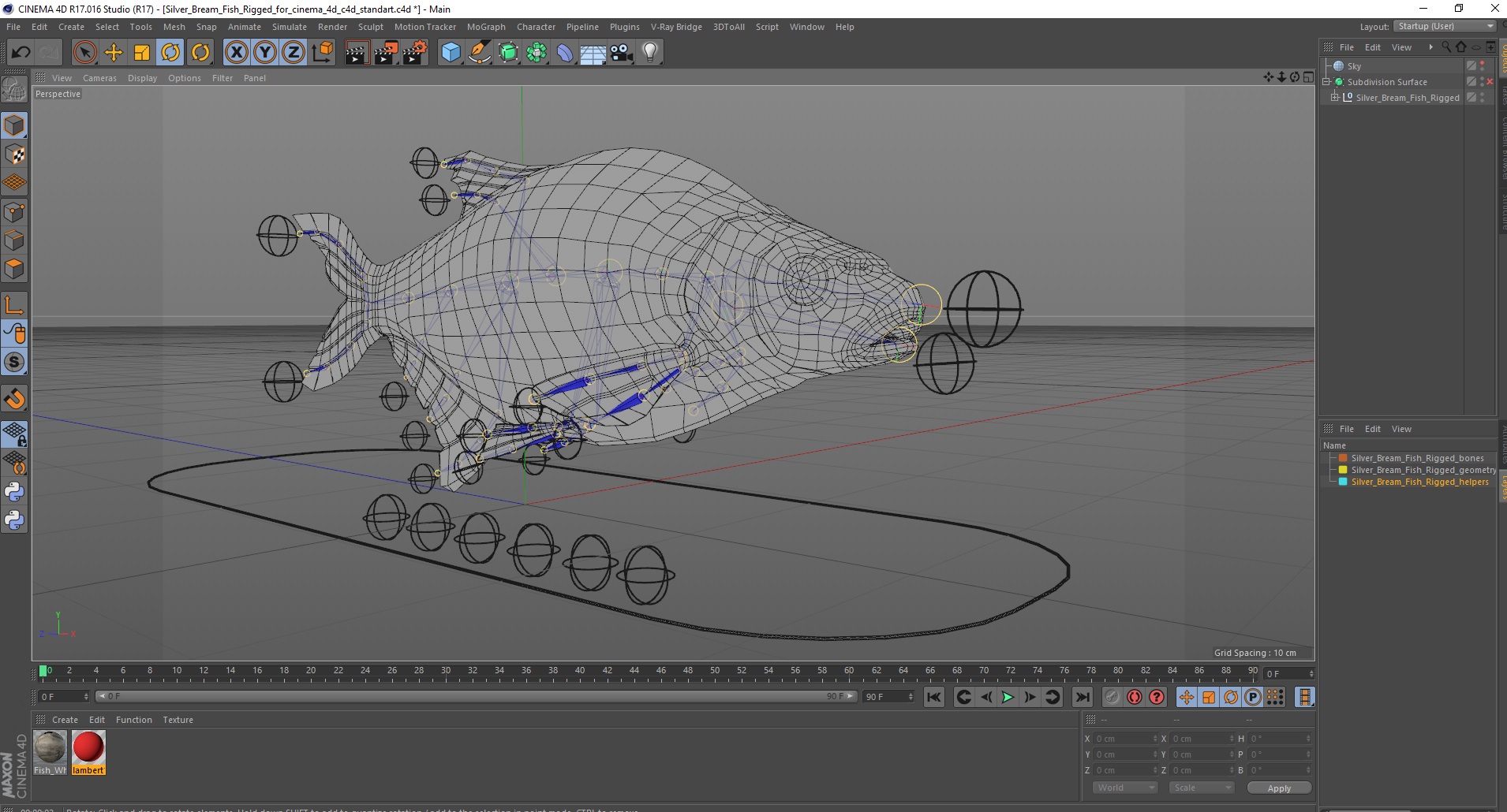 3D Silver Bream Fish Rigged for Cinema 4D model