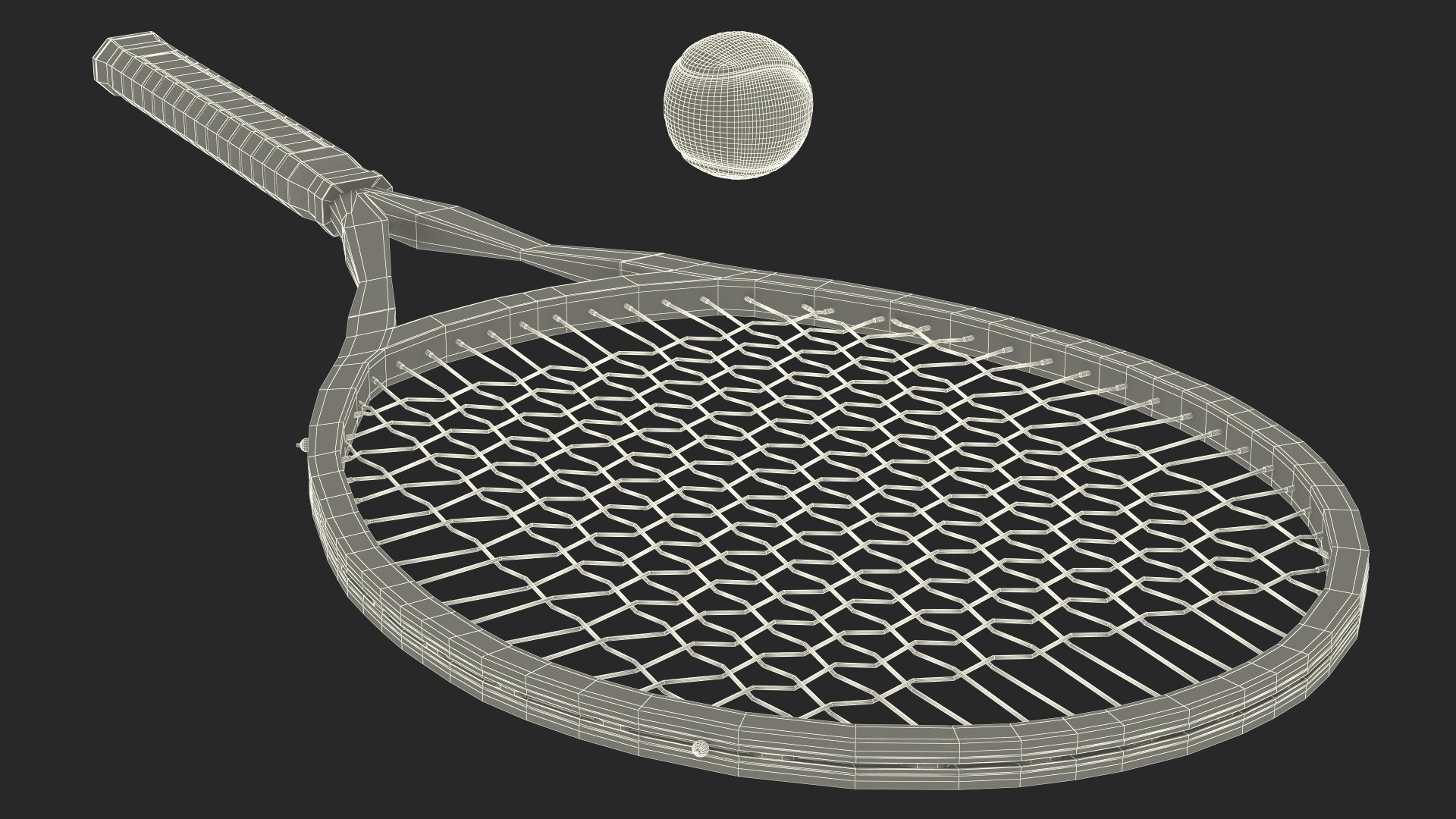 3D model Black Tennis Racket and Tennis Ball