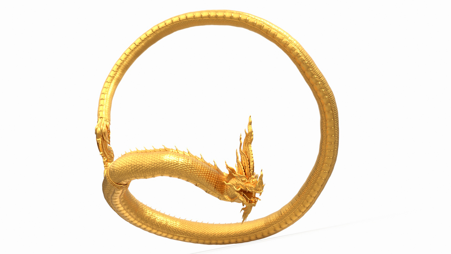 Gold Naga Dragon Rigged for Maya 3D