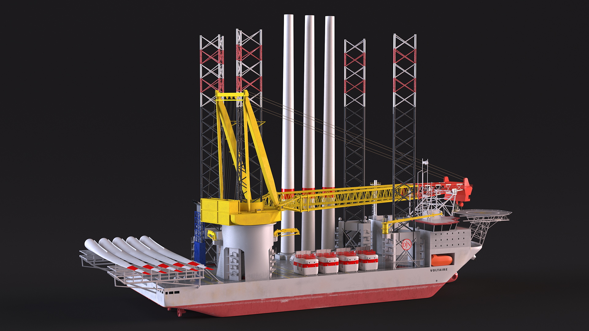 3D Voltaire Installation Vessel with Wind Turbine Equipment