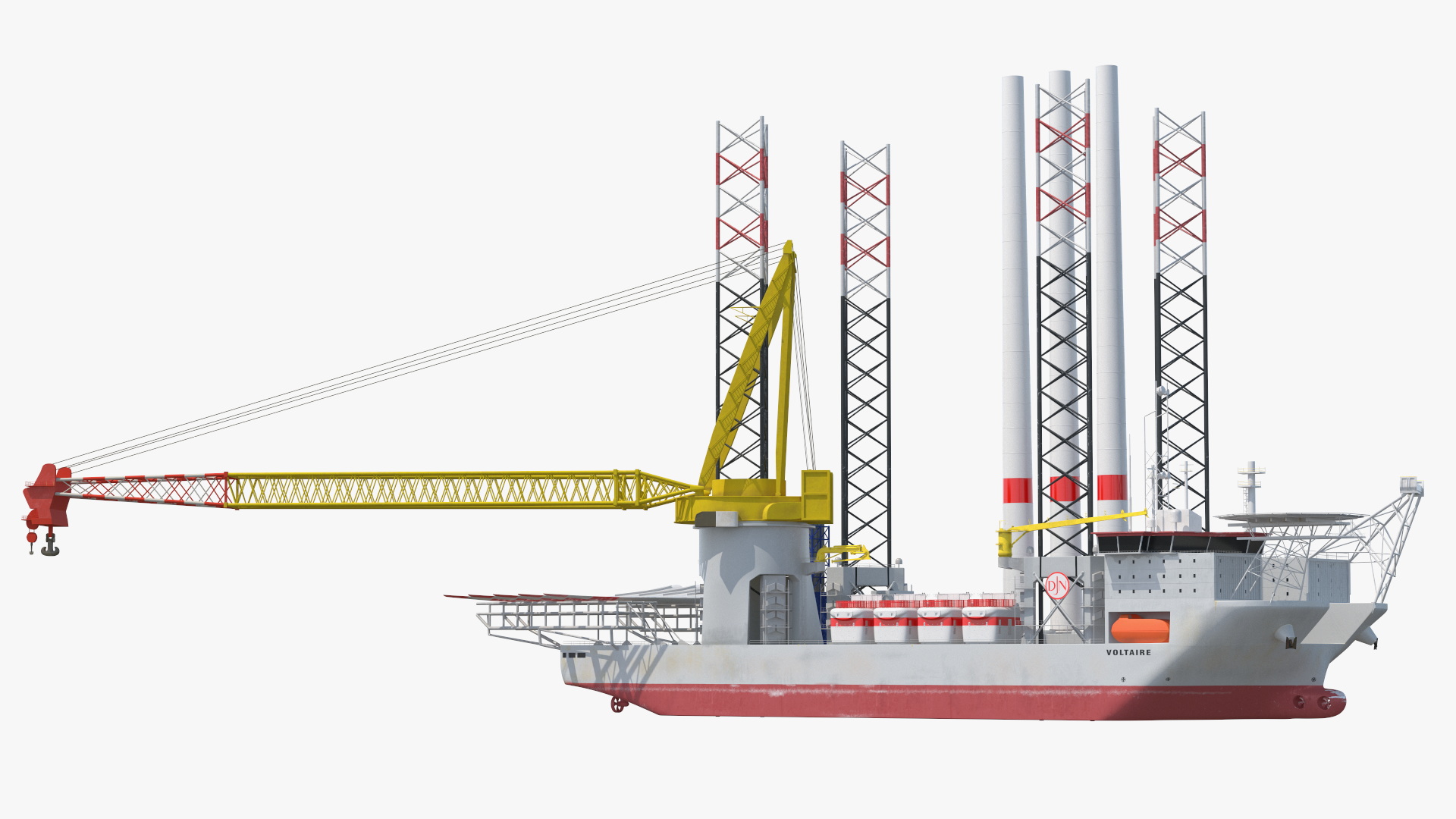 3D Voltaire Installation Vessel with Wind Turbine Equipment