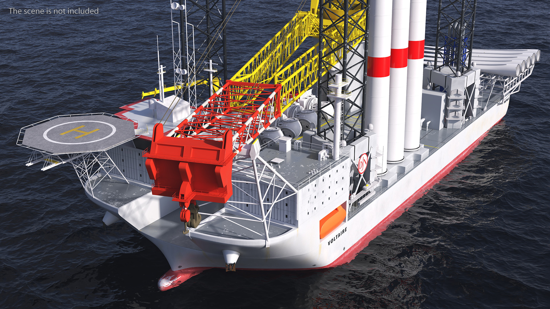 3D Voltaire Installation Vessel with Wind Turbine Equipment