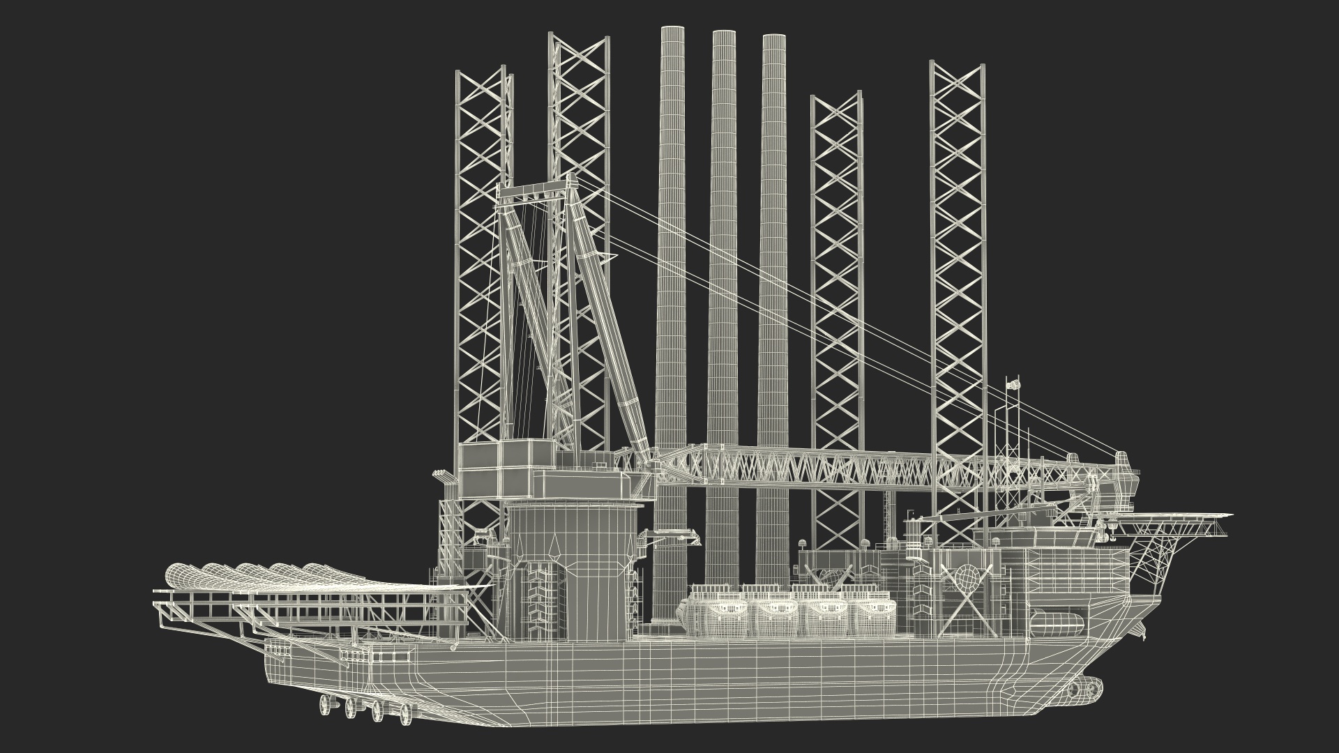 3D Voltaire Installation Vessel with Wind Turbine Equipment