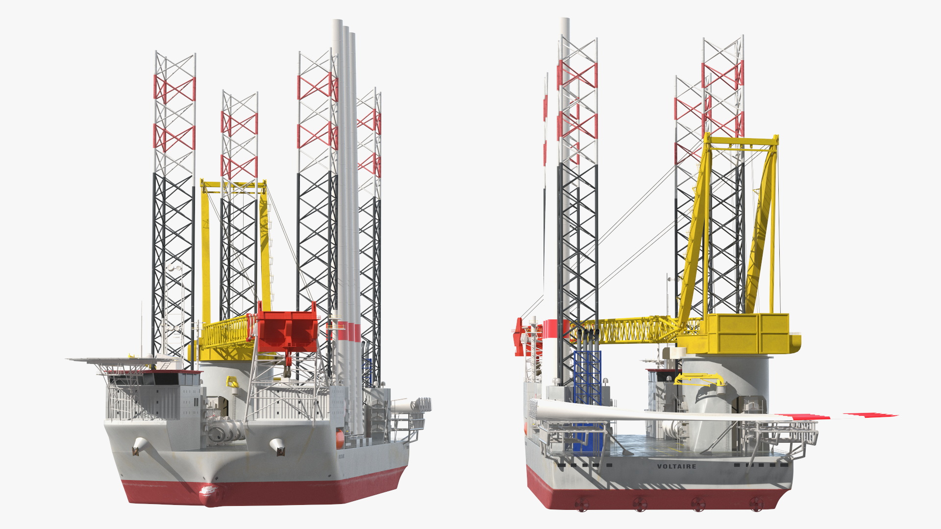 3D Voltaire Installation Vessel with Wind Turbine Equipment