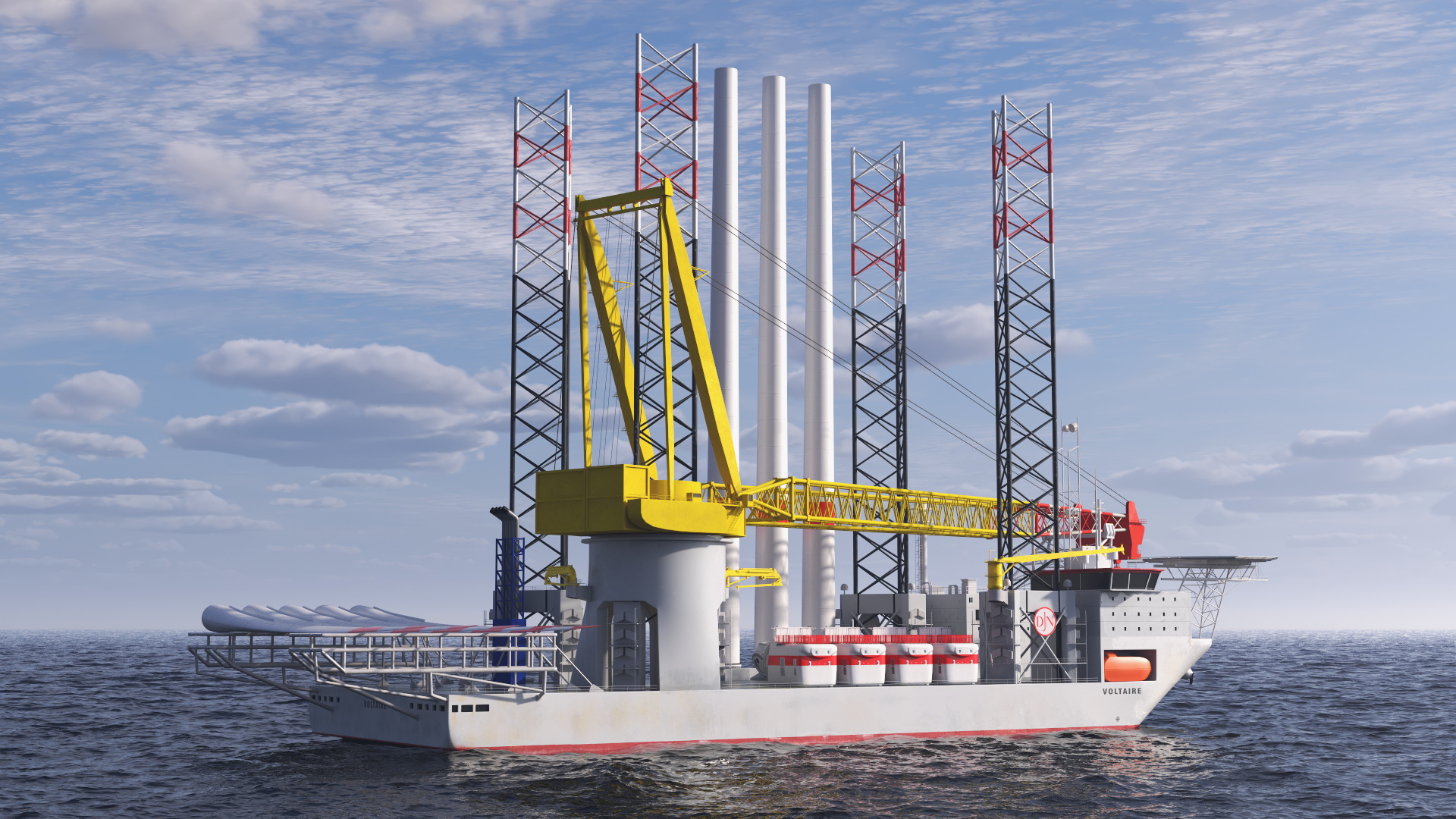 3D Voltaire Installation Vessel with Wind Turbine Equipment