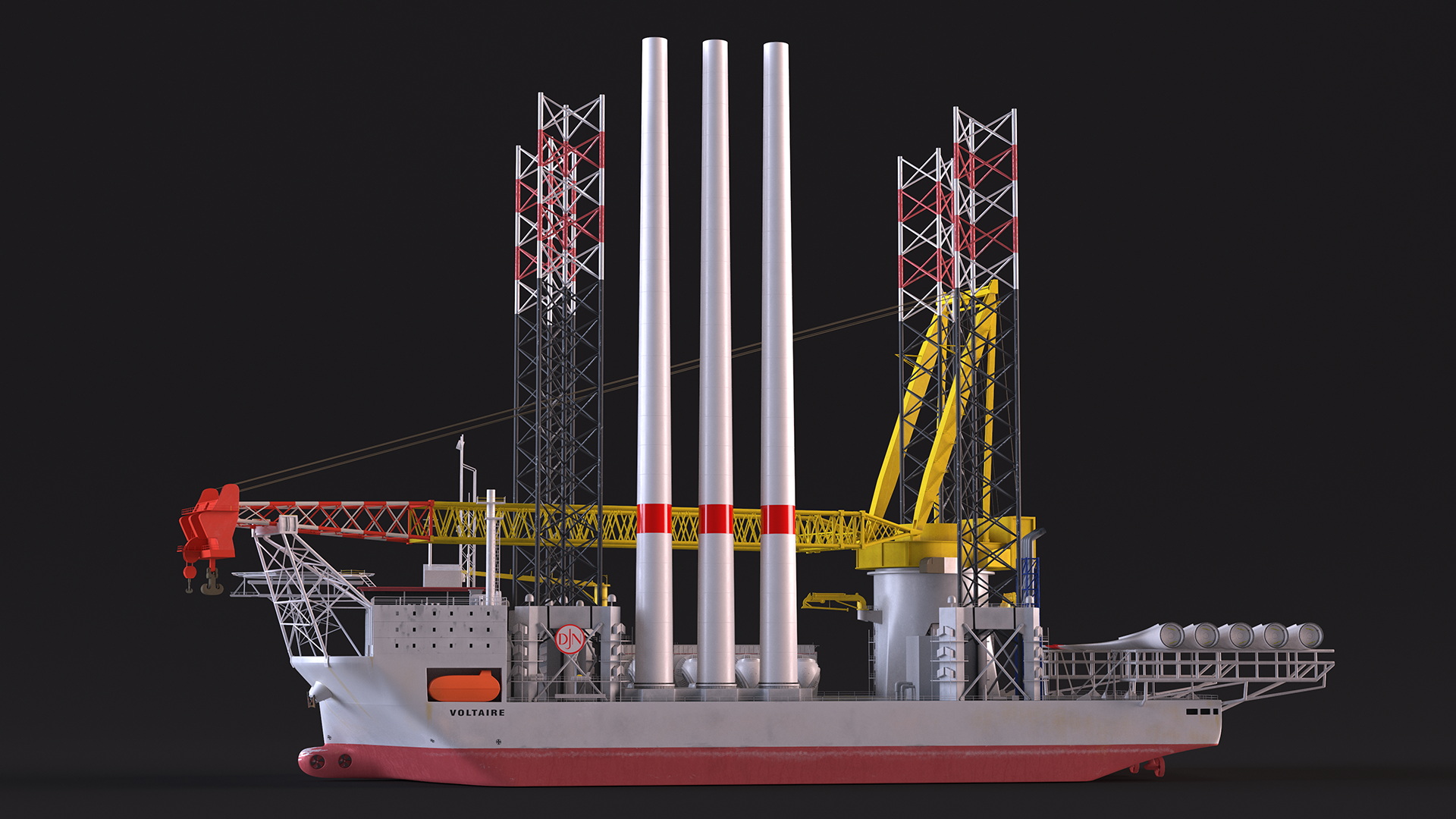 3D Voltaire Installation Vessel with Wind Turbine Equipment