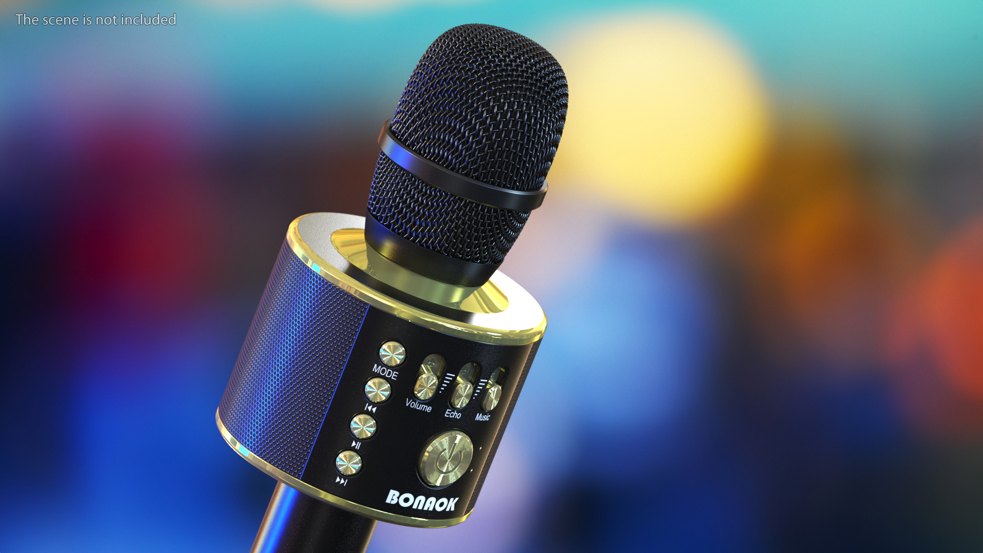 3D model Bluetooth Karaoke Bonaok Microphone Black and Gold