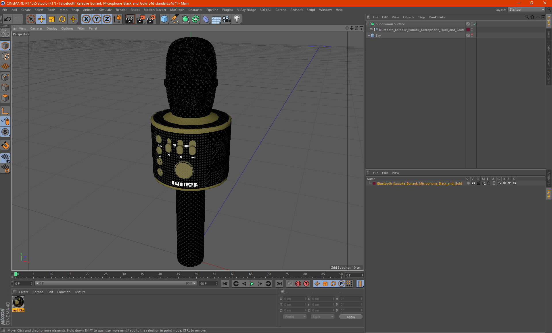 3D model Bluetooth Karaoke Bonaok Microphone Black and Gold