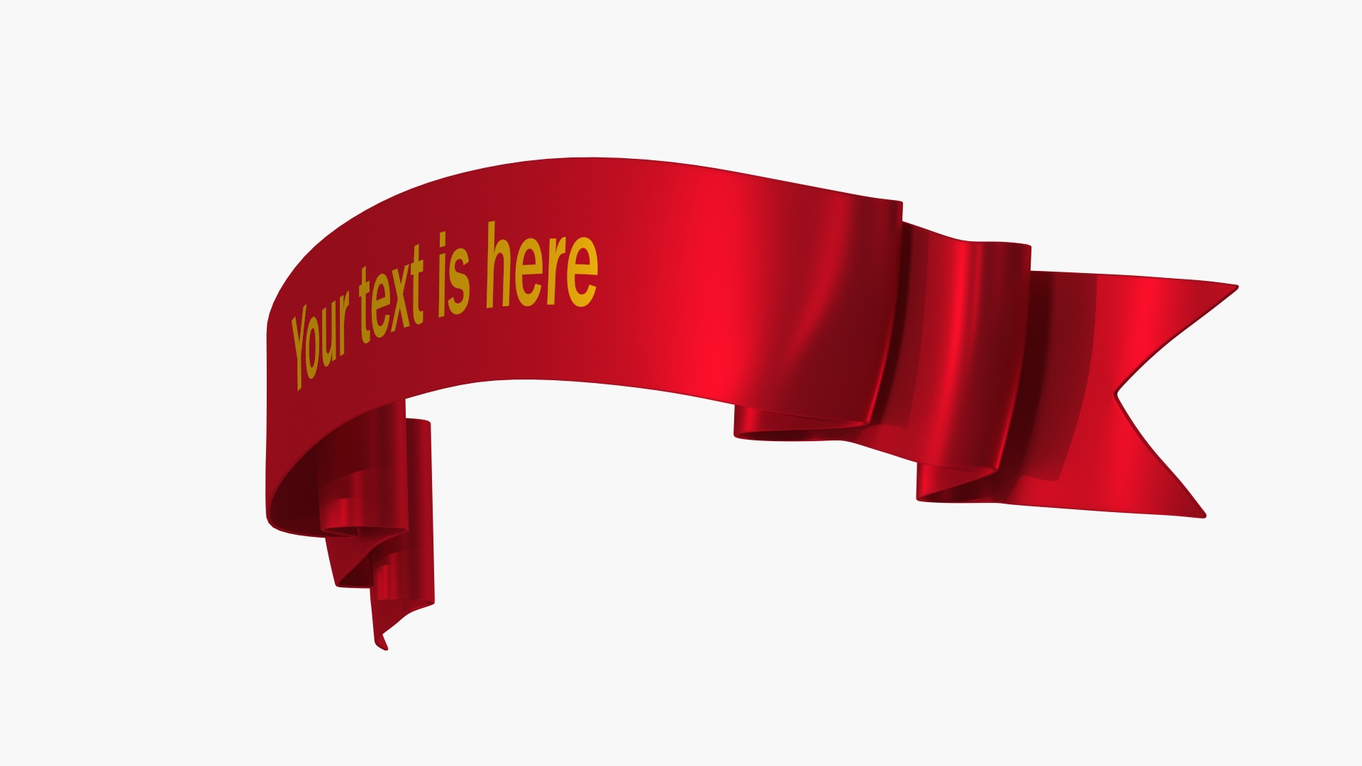 Ribbon Banner Curved Red 3D model