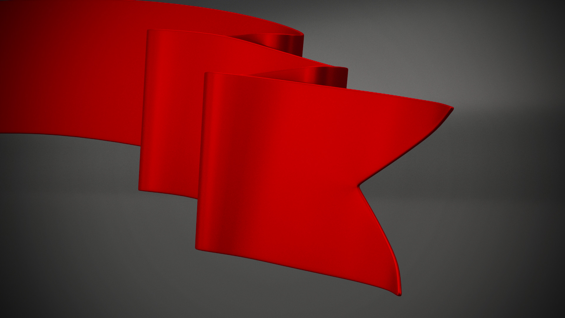 Ribbon Banner Curved Red 3D model