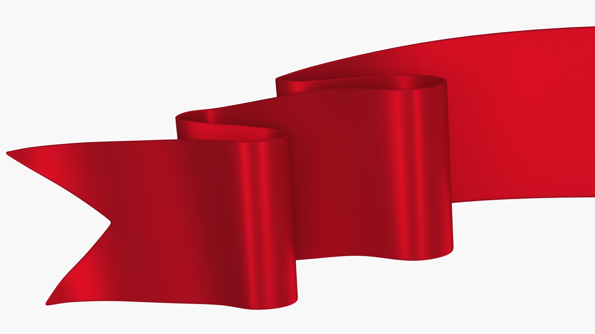 Ribbon Banner Curved Red 3D model