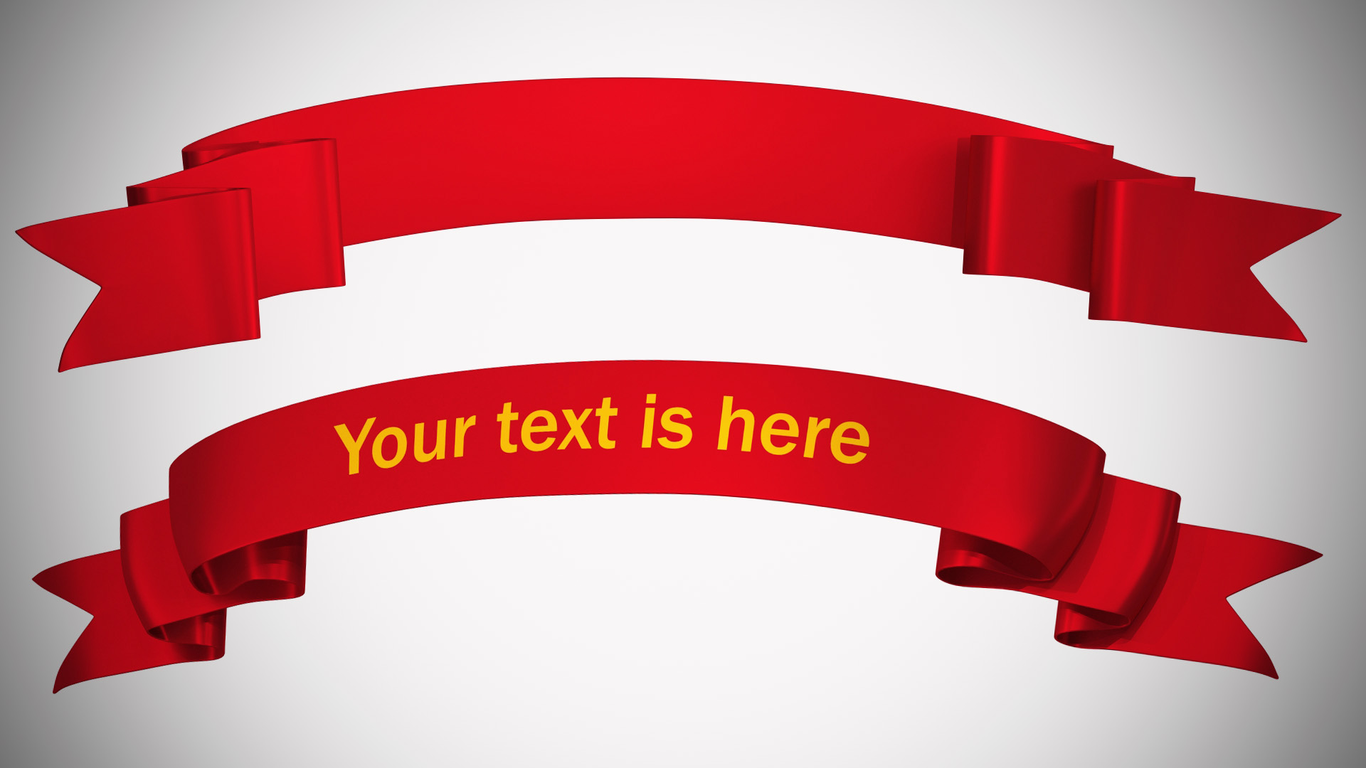 Ribbon Banner Curved Red 3D model