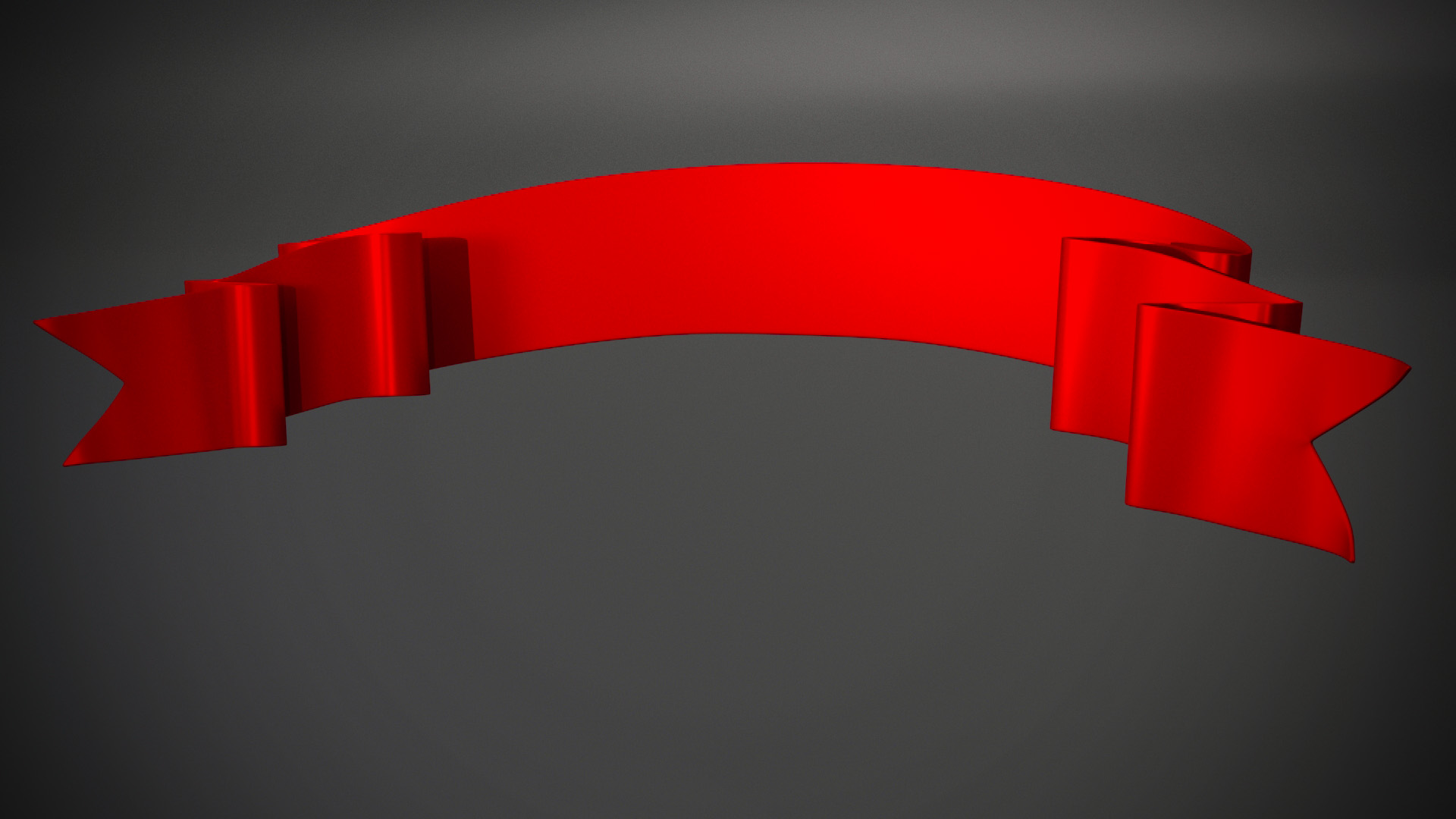 Ribbon Banner Curved Red 3D model