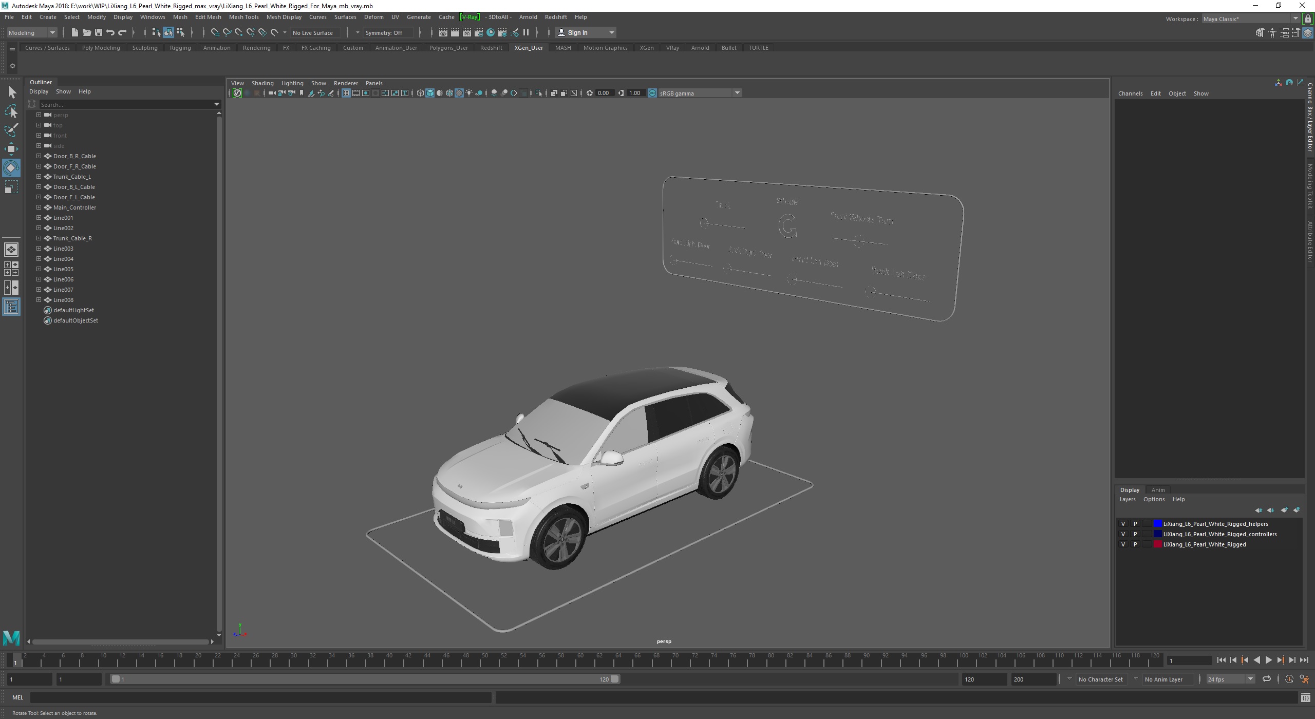 3D LiXiang L6 Pearl White Rigged for Maya model