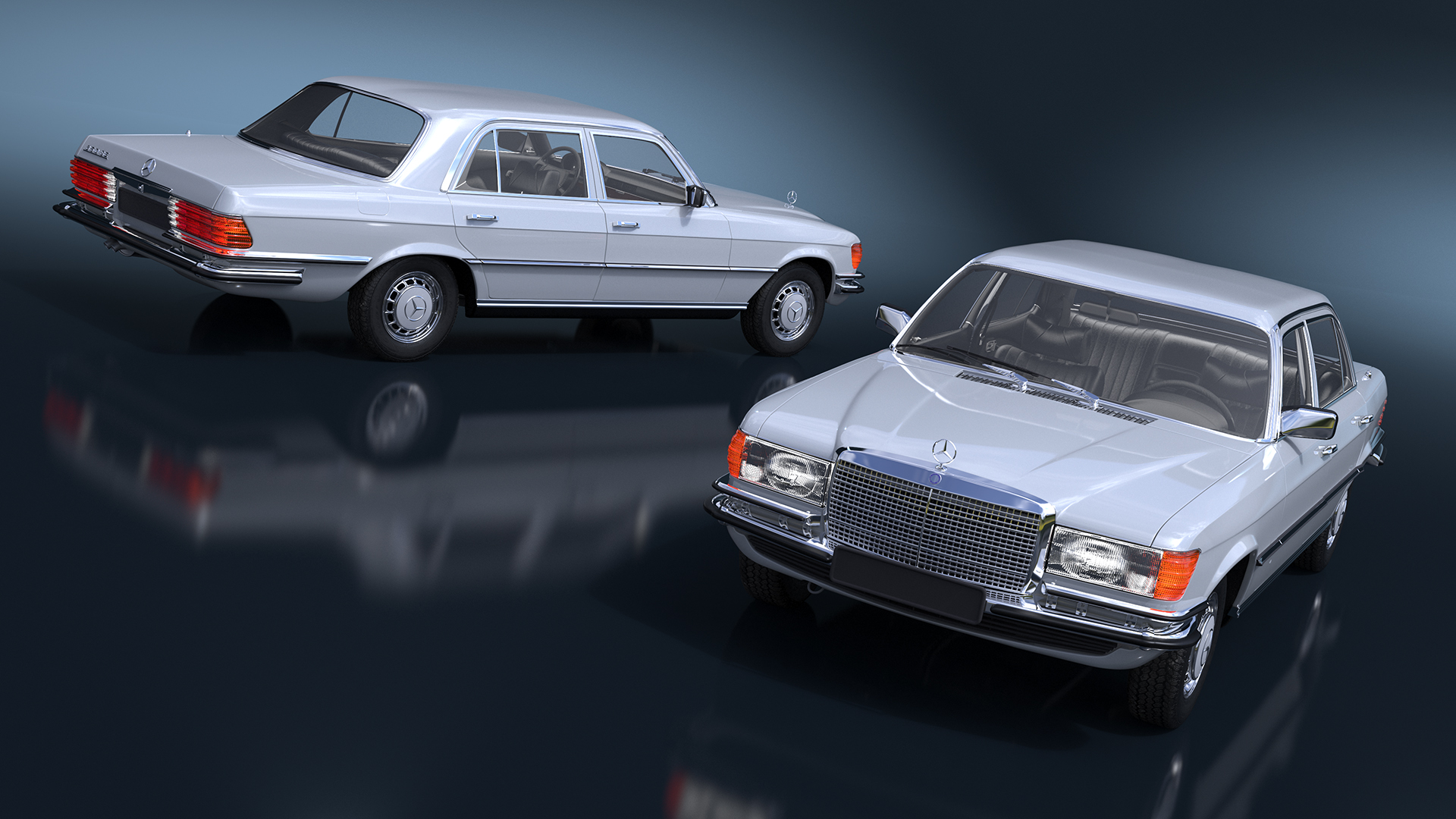 3D Classic Mercedes Benz 350 SE White Rigged