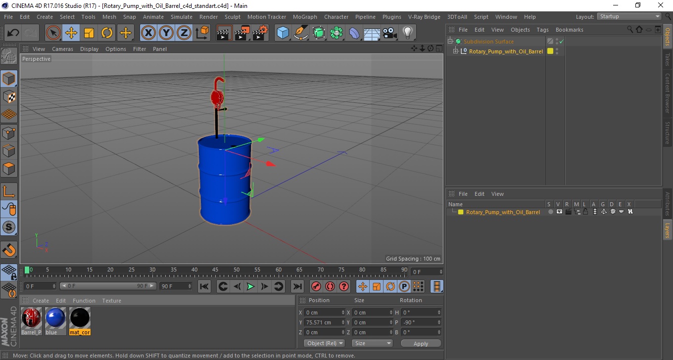 Rotary Pump with Oil Barrel 3D