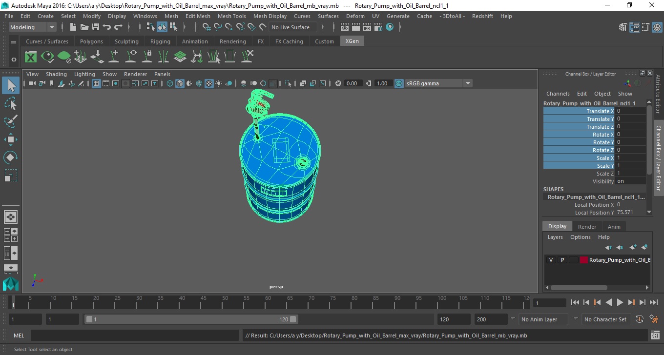 Rotary Pump with Oil Barrel 3D